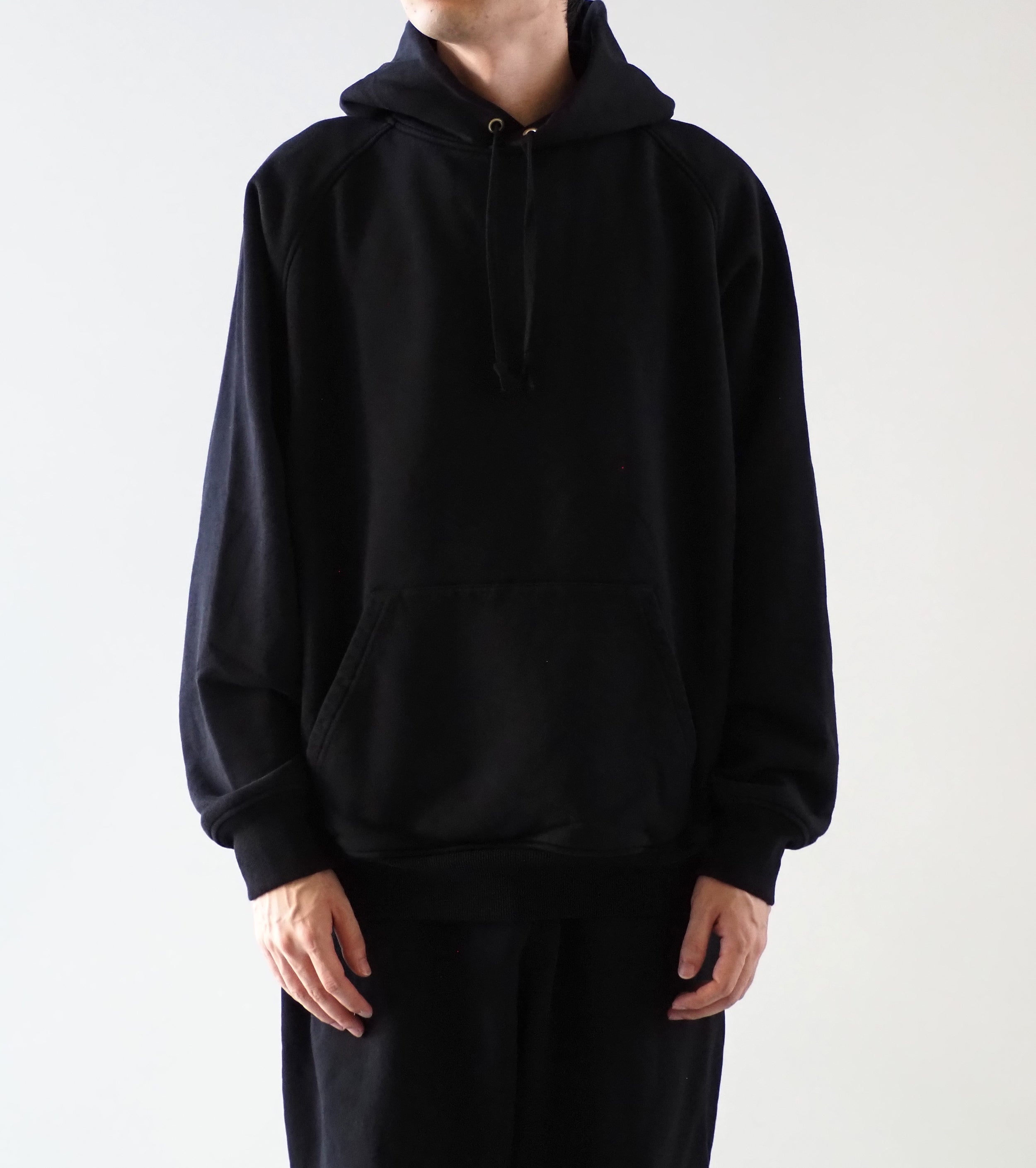 COMOLI コットン 裏毛  パーカ , Black