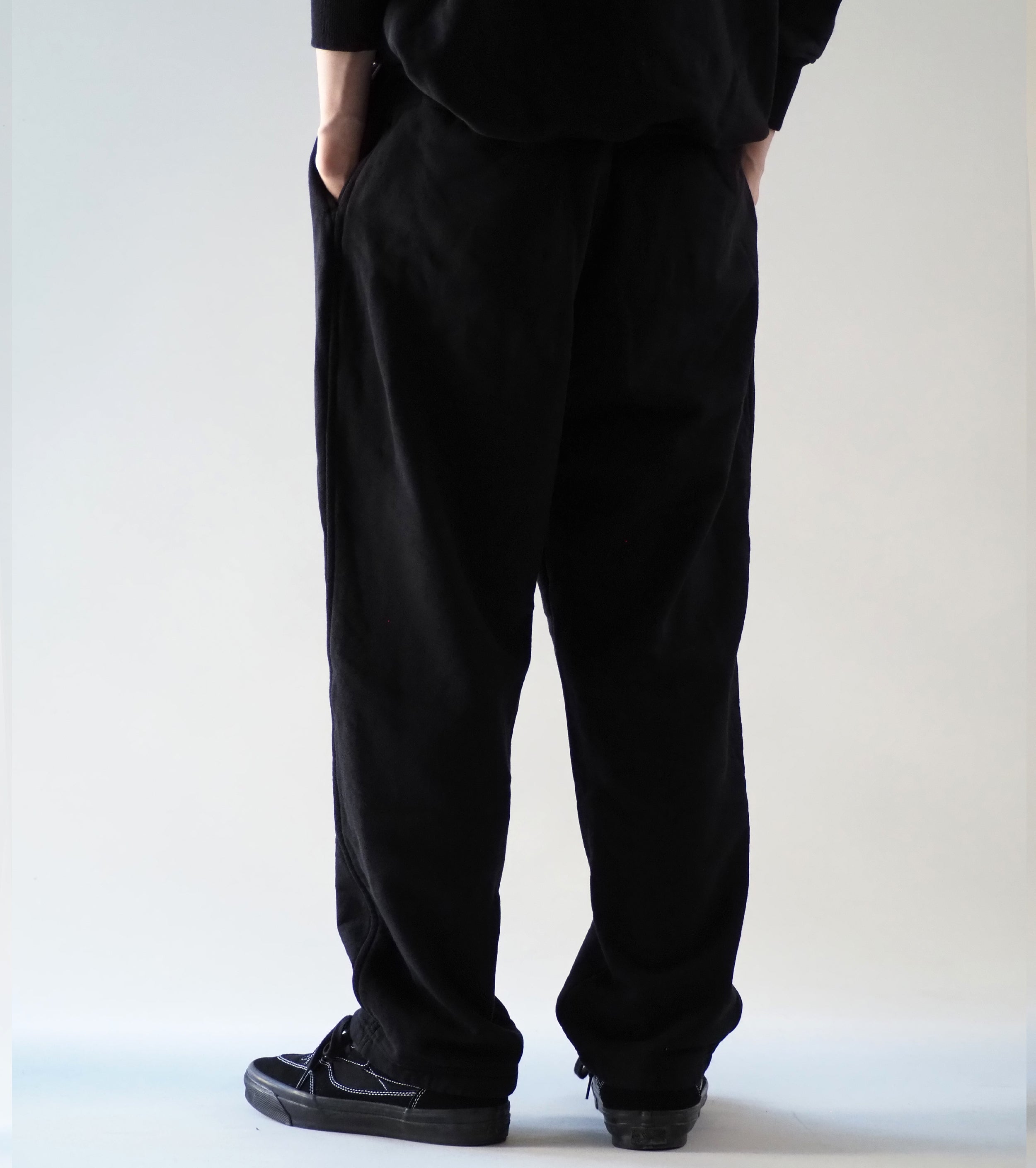 COMOLI コットン 裏毛 パンツ, Black