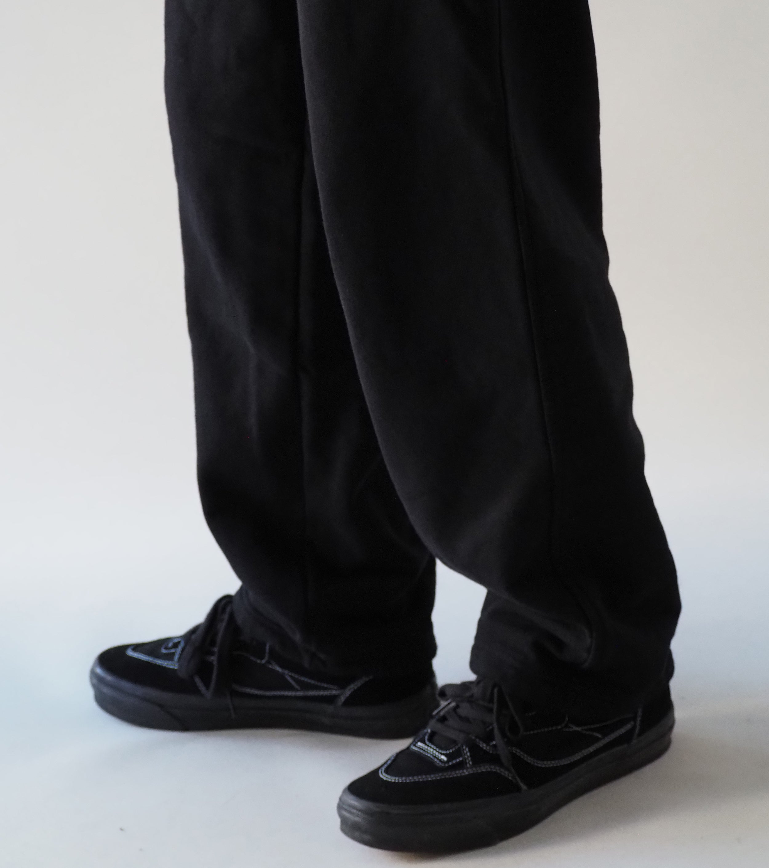 COMOLI コットン 裏毛 パンツ, Black