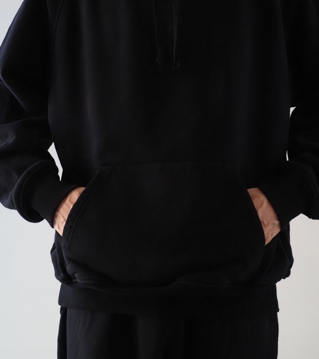 COMOLI コットン 裏毛  パーカ , Black