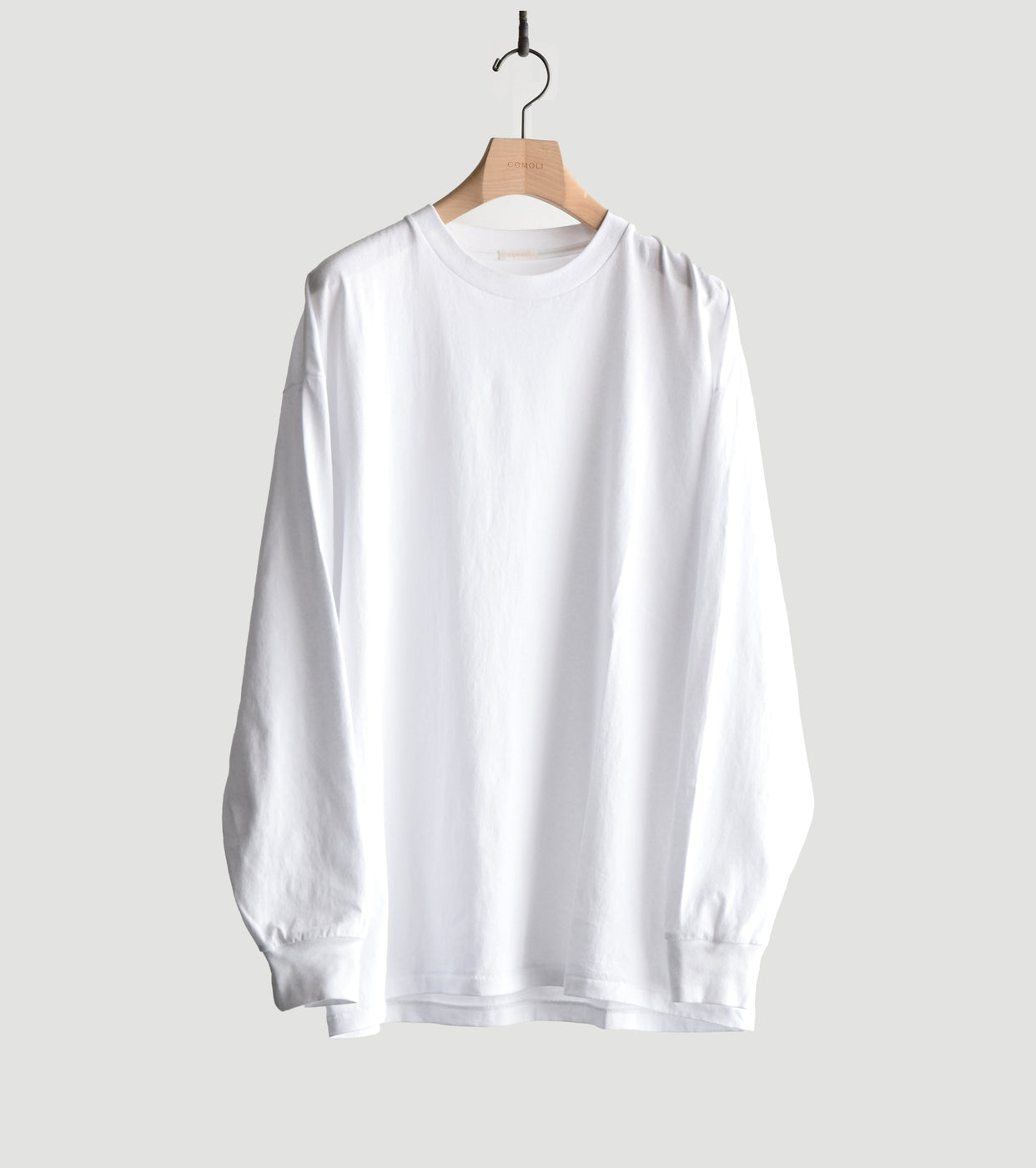 COMOLI コットン  ジャージ 長袖 Tシャツ , White