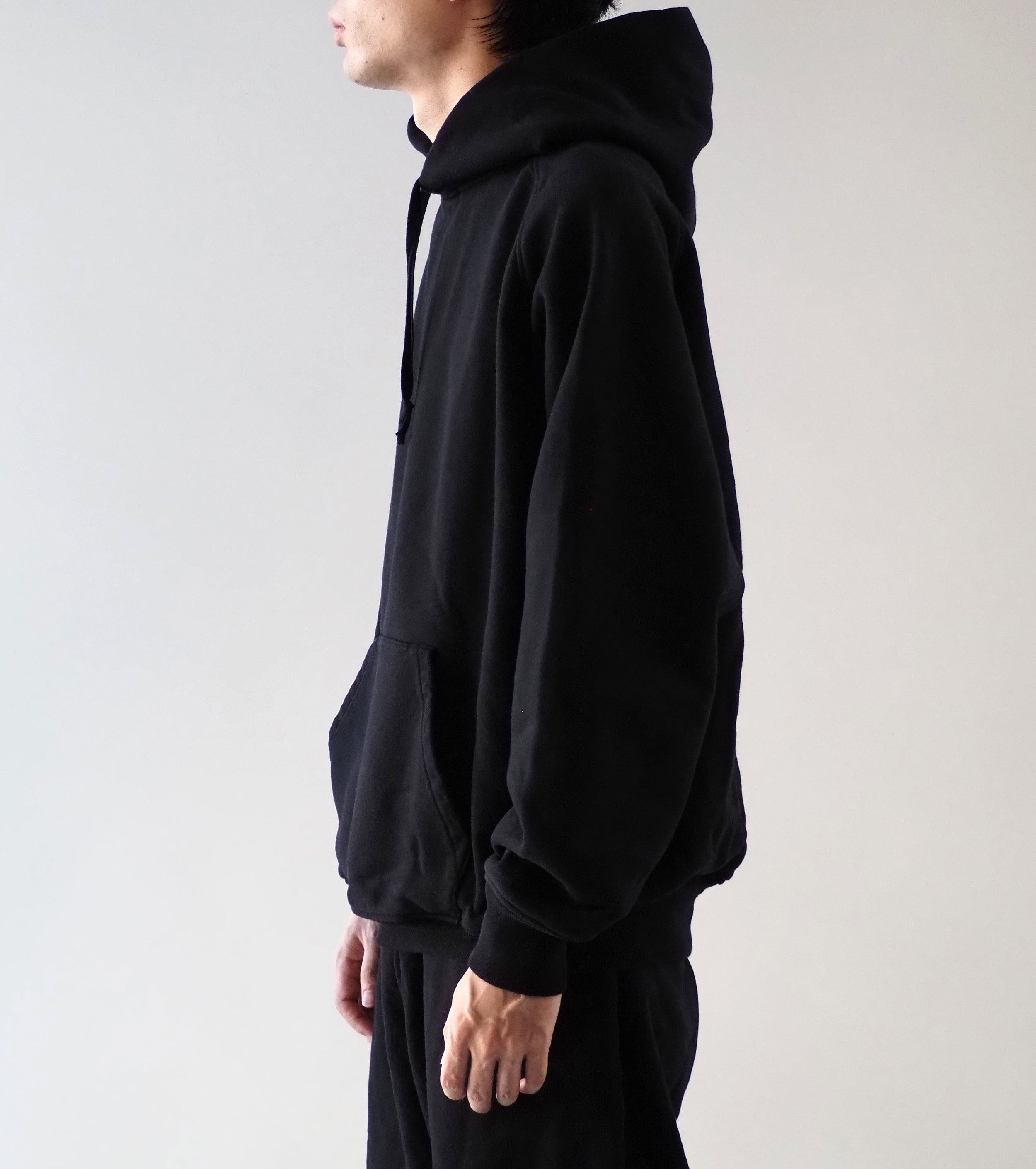 COMOLI コットン 裏毛  パーカ , Black