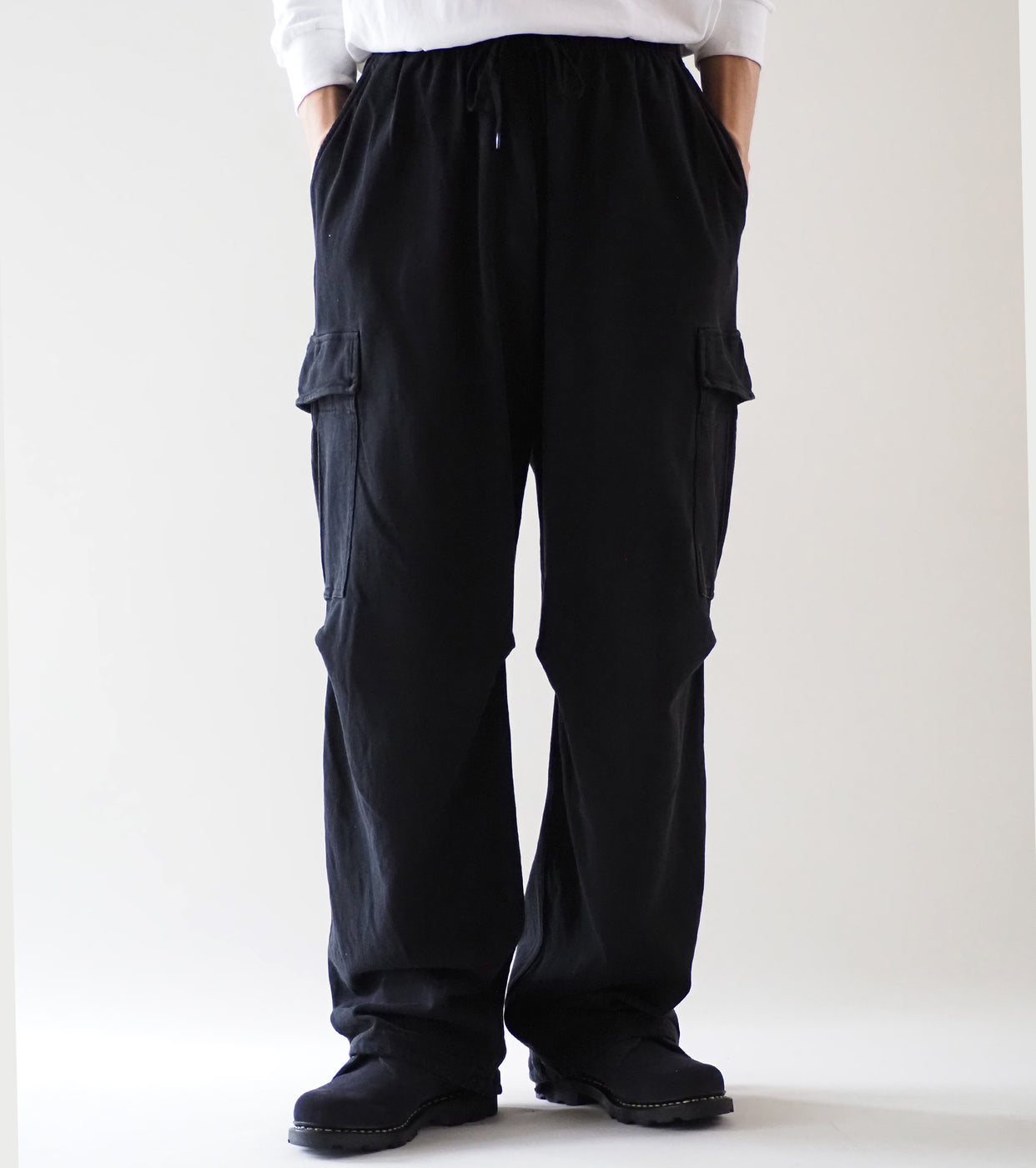 COMOLI Cotton Jersey 6P Pants , Black