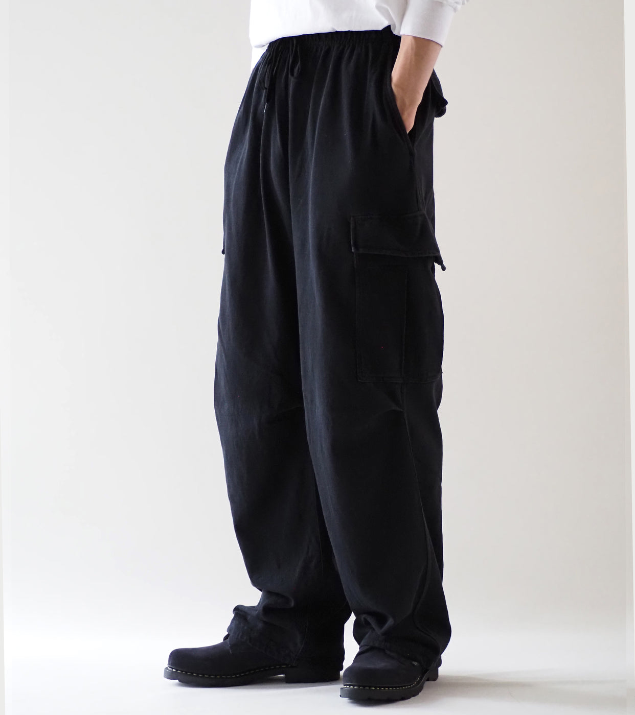 COMOLI Cotton Jersey 6P Pants , Black