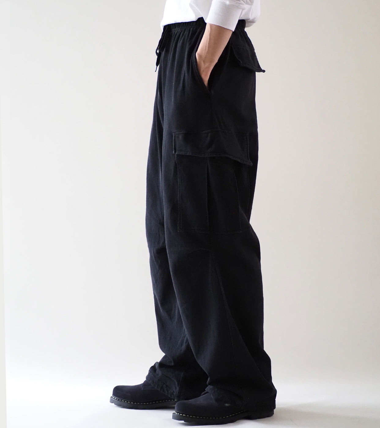 COMOLI Cotton Jersey 6P Pants , Black