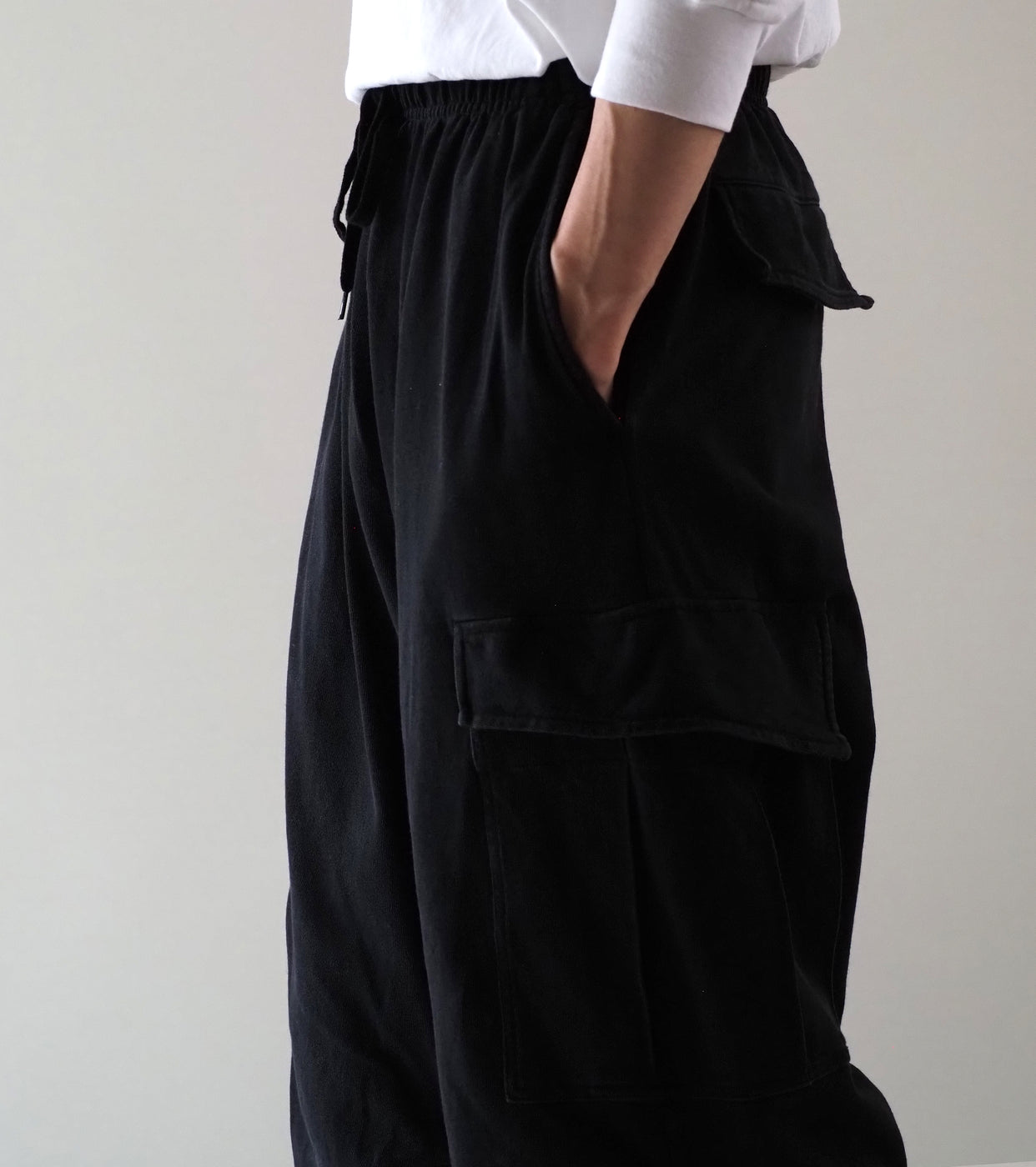 COMOLI Cotton Jersey 6P Pants , Black