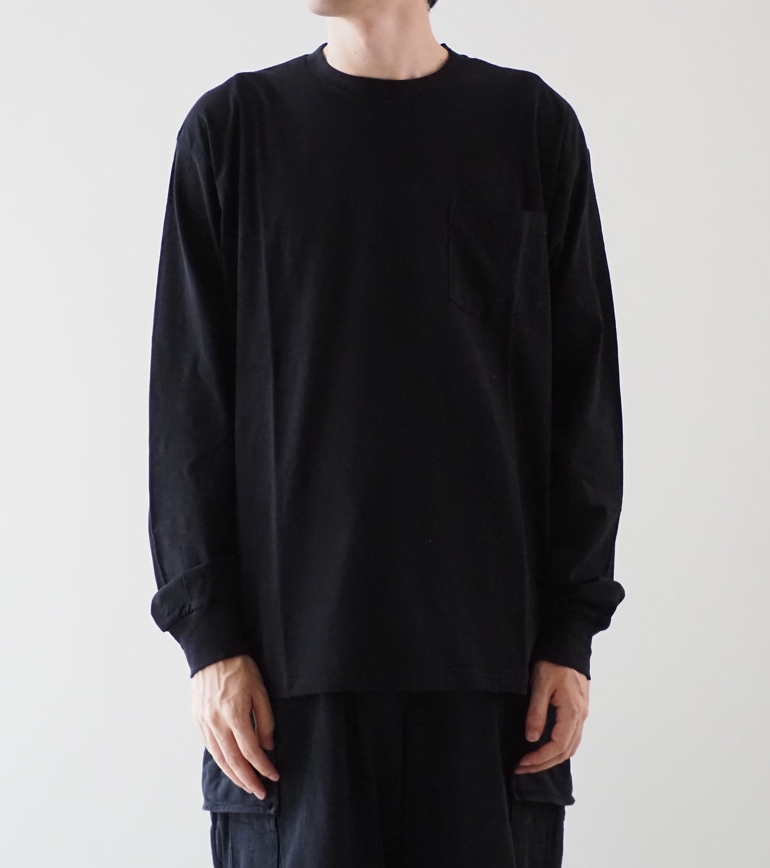 COMOLI Surplus Long Sleeve T-Shirt , Black