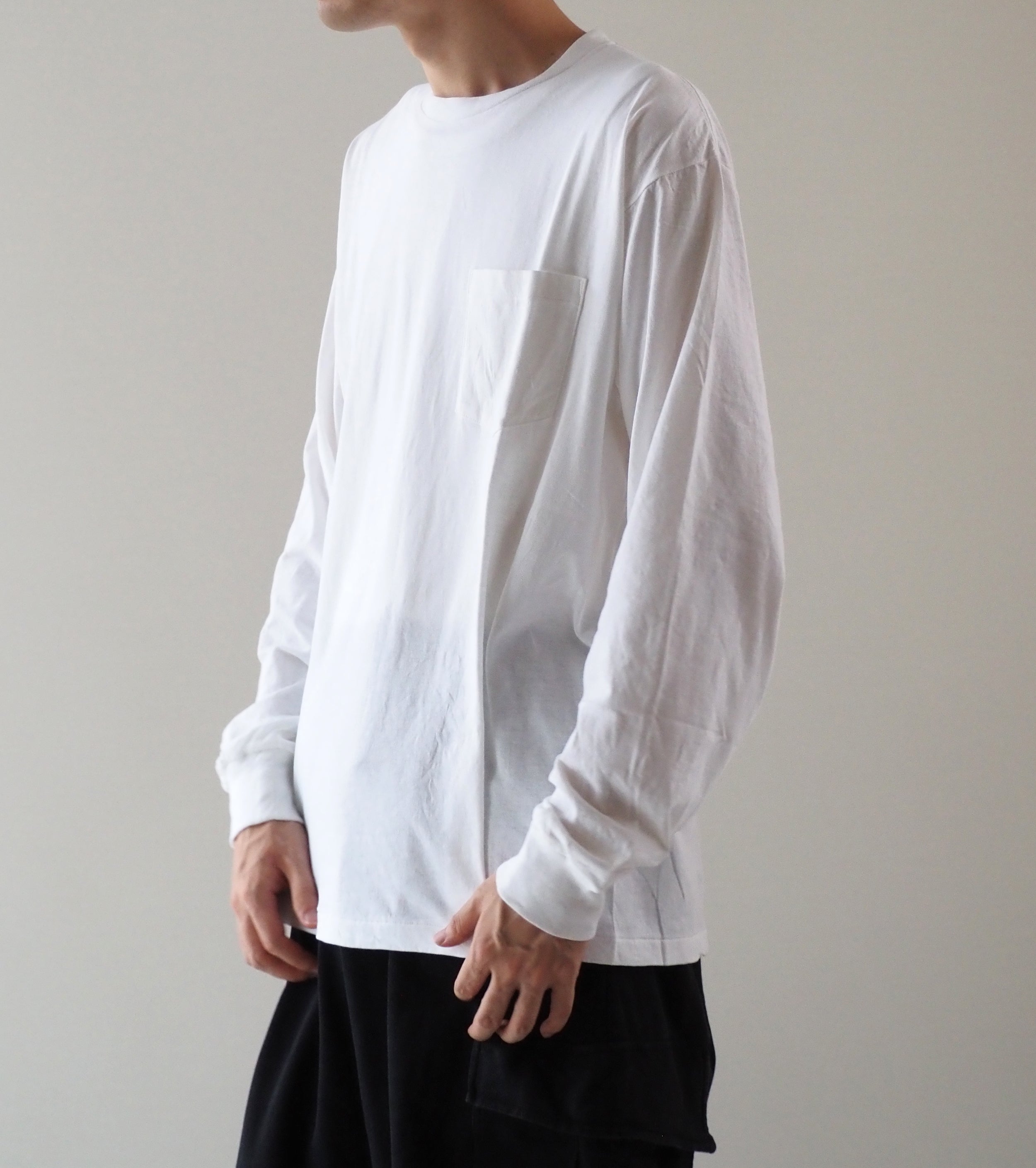COMOLI Surplus Long Sleeve T-Shirt , White