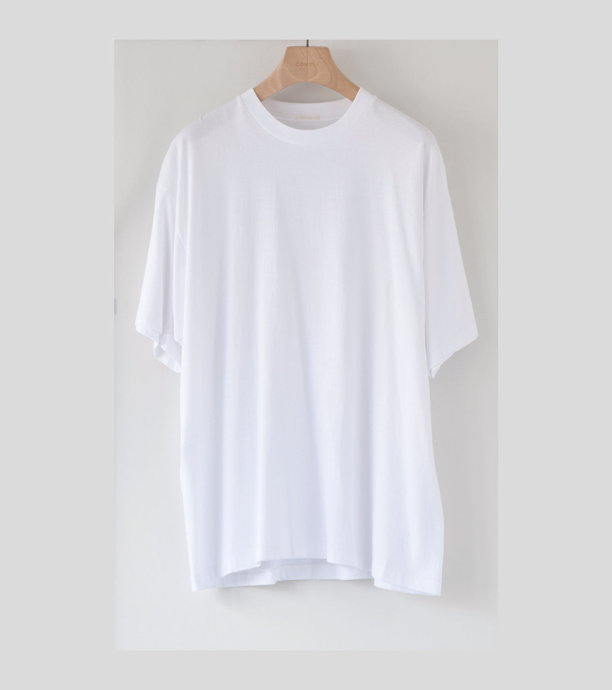 COMOLI Cotton Jersey Short Sleeve Tee Shirt , White