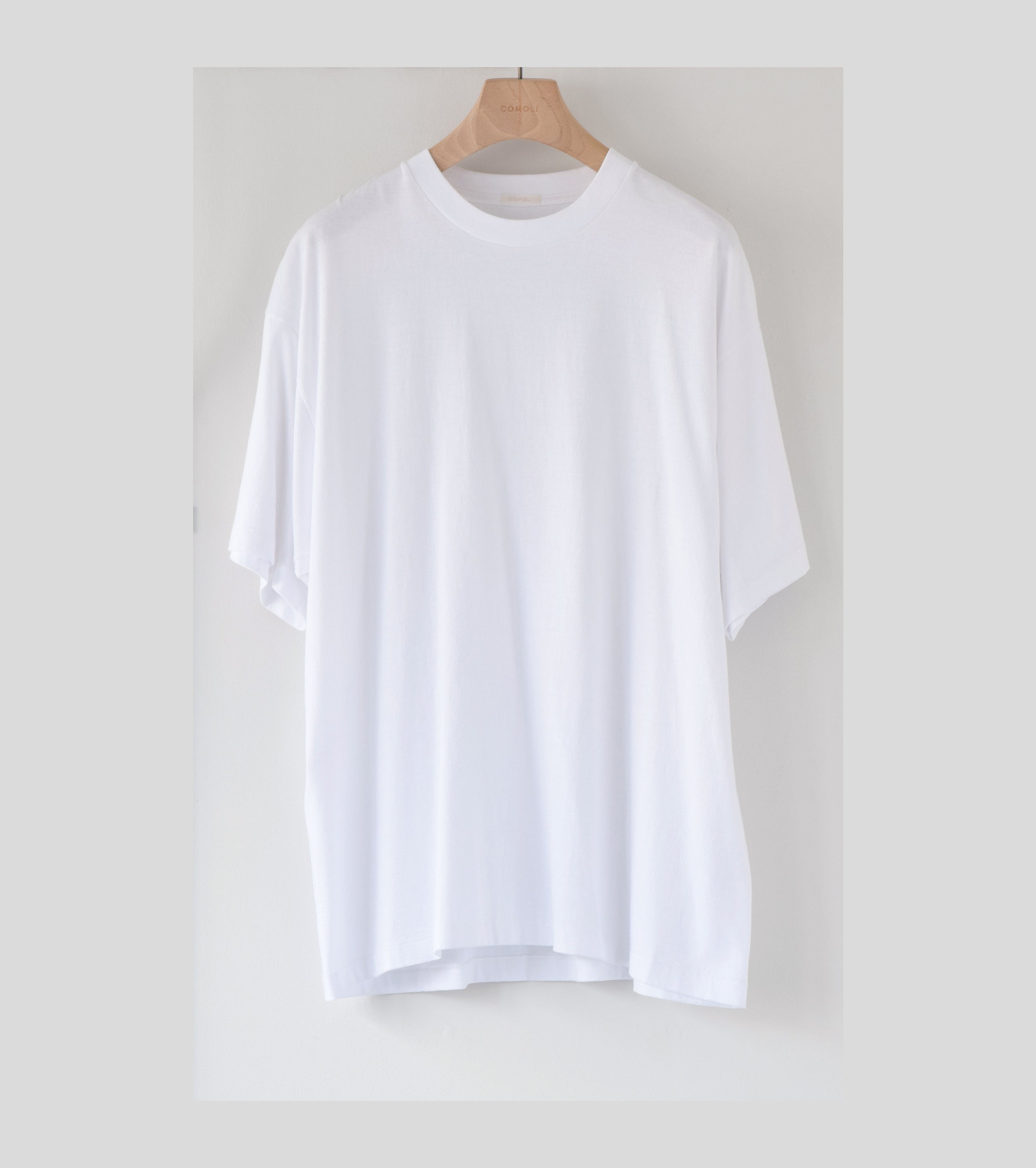 COMOLI Cotton Jersey Short Sleeve Tee Shirt , White