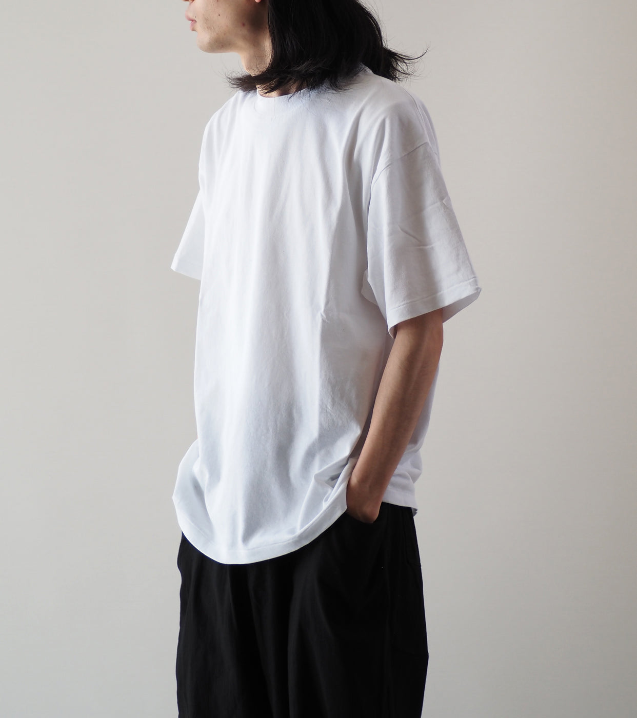 COMOLI コットン ジャージ 半袖 ティーシャツ , White