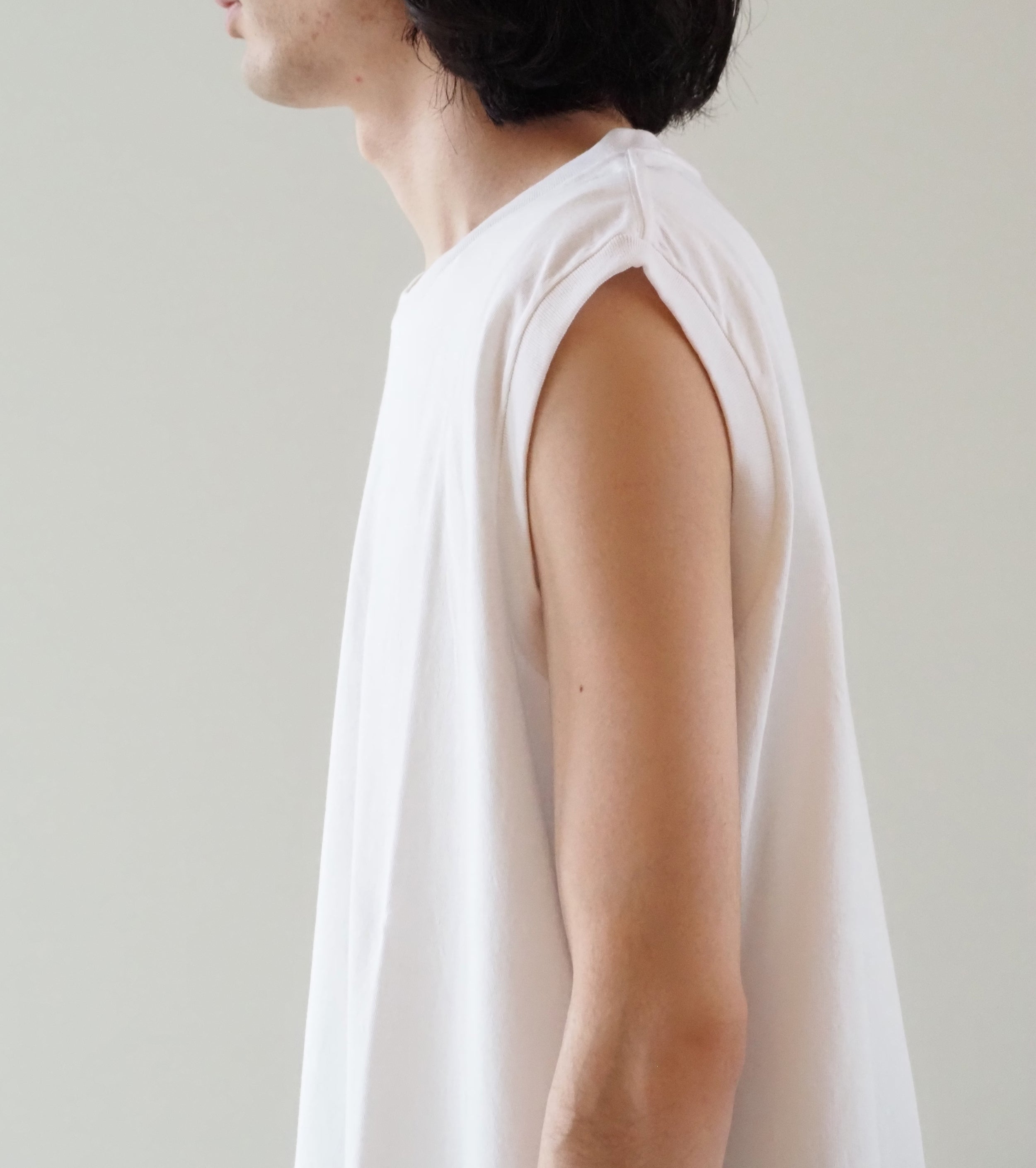 COMOLI Cotton Jersey Sleeveless,  White