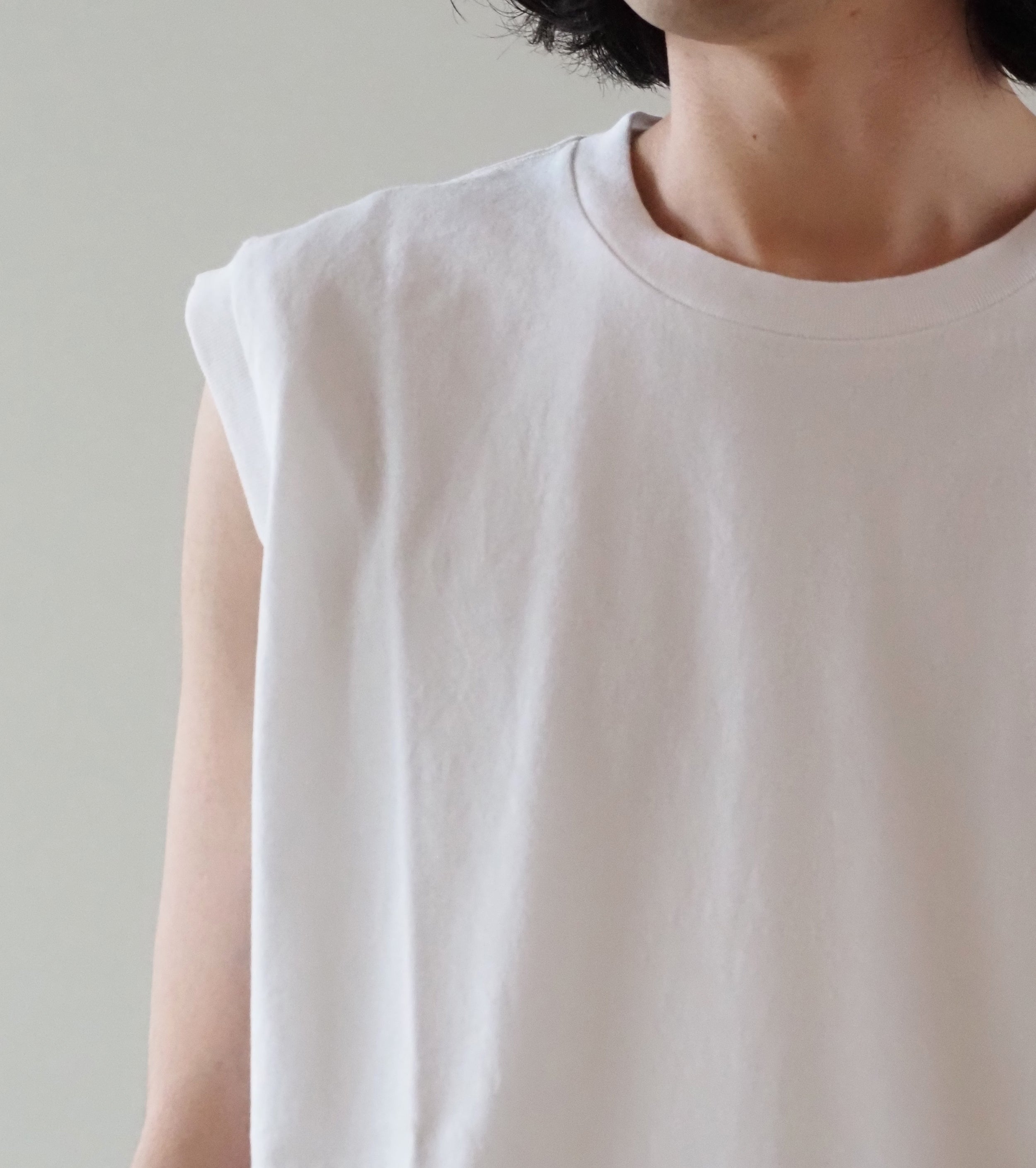 COMOLI Cotton Jersey Sleeveless,  White