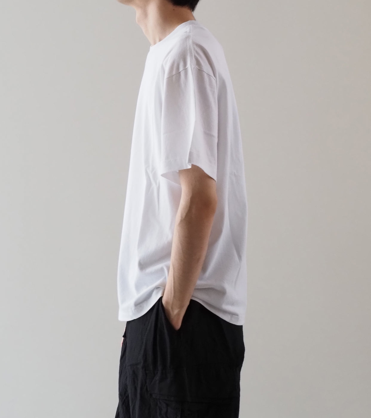 COMOLI コットン ジャージ 半袖 Tシャツ , White