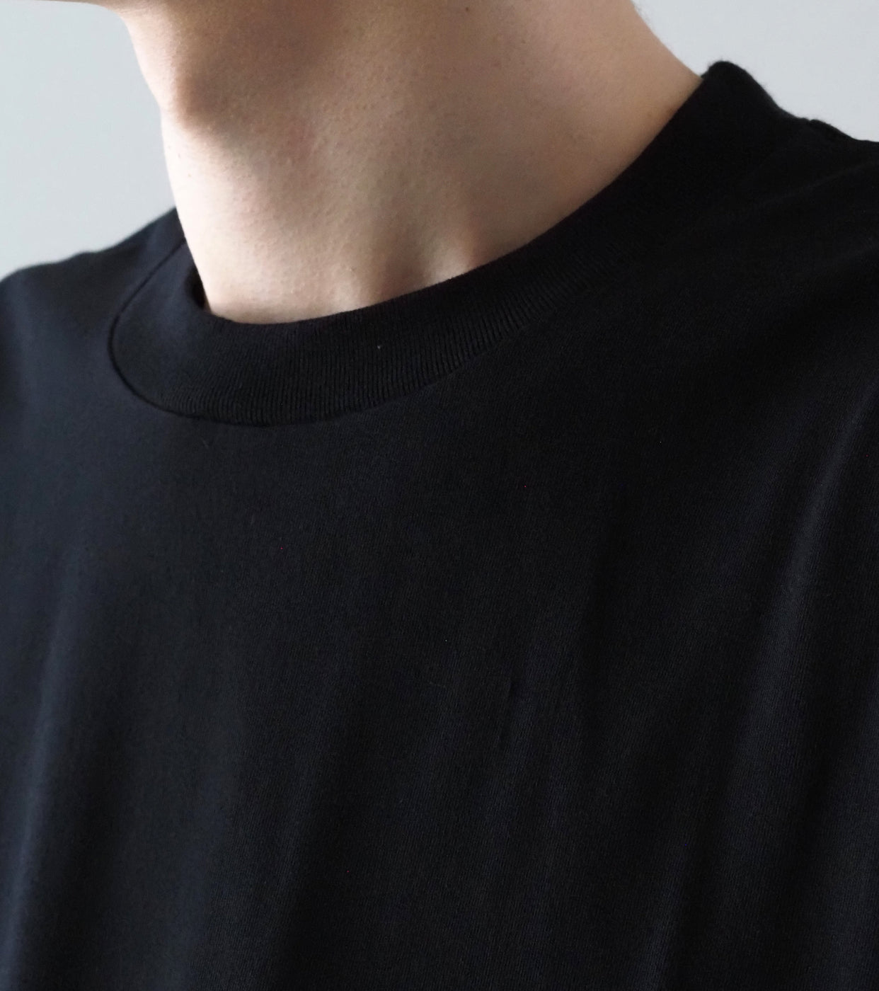 COMOLI コットン ジャージ 半袖 Tシャツ , Black – Navyblue
