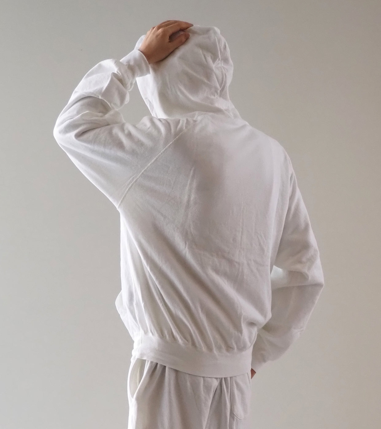 COMOLI LW Cotton Loopback Zip Hoodie, White