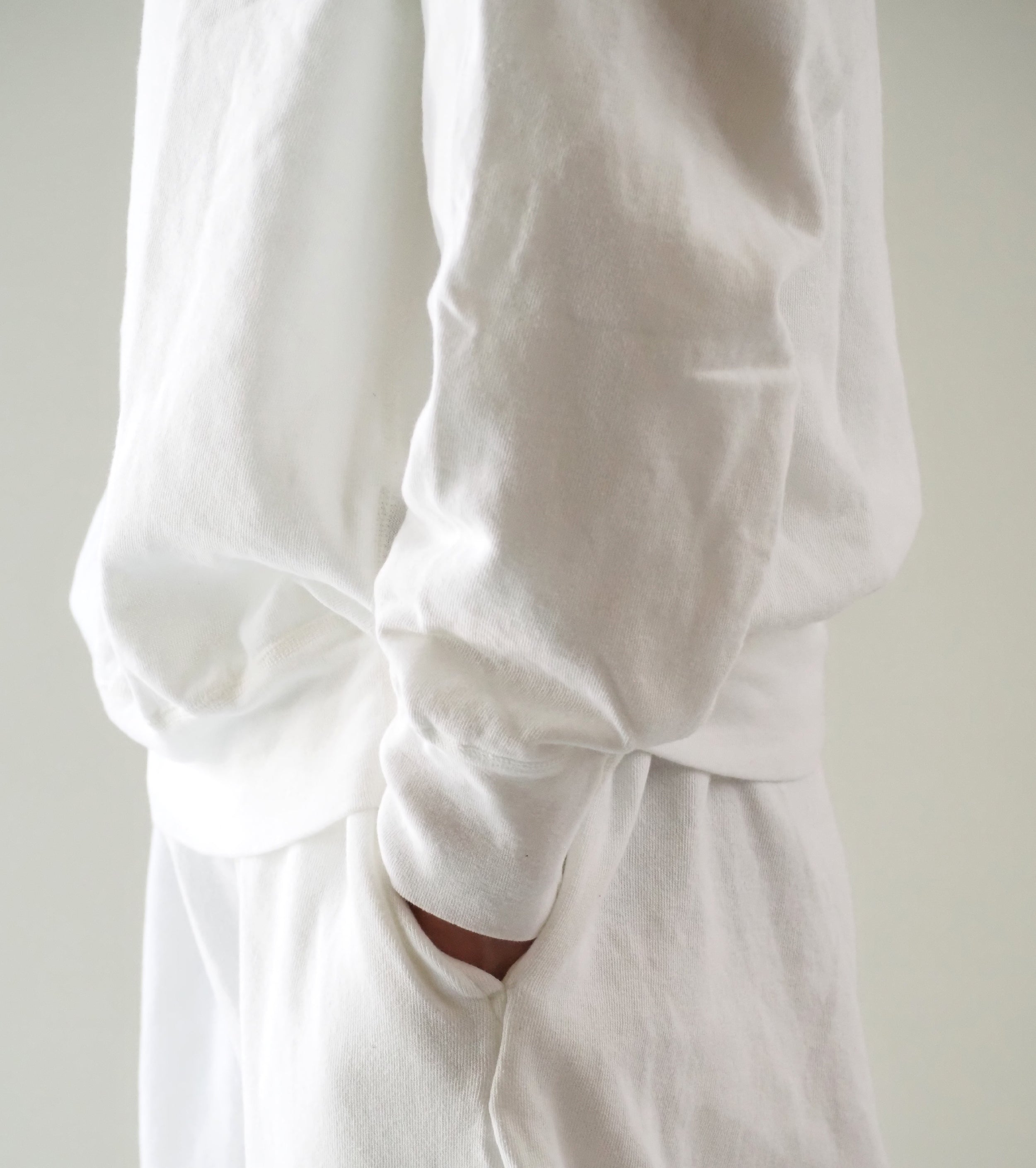 COMOLI LW Cotton Loopback Crew Neck, White