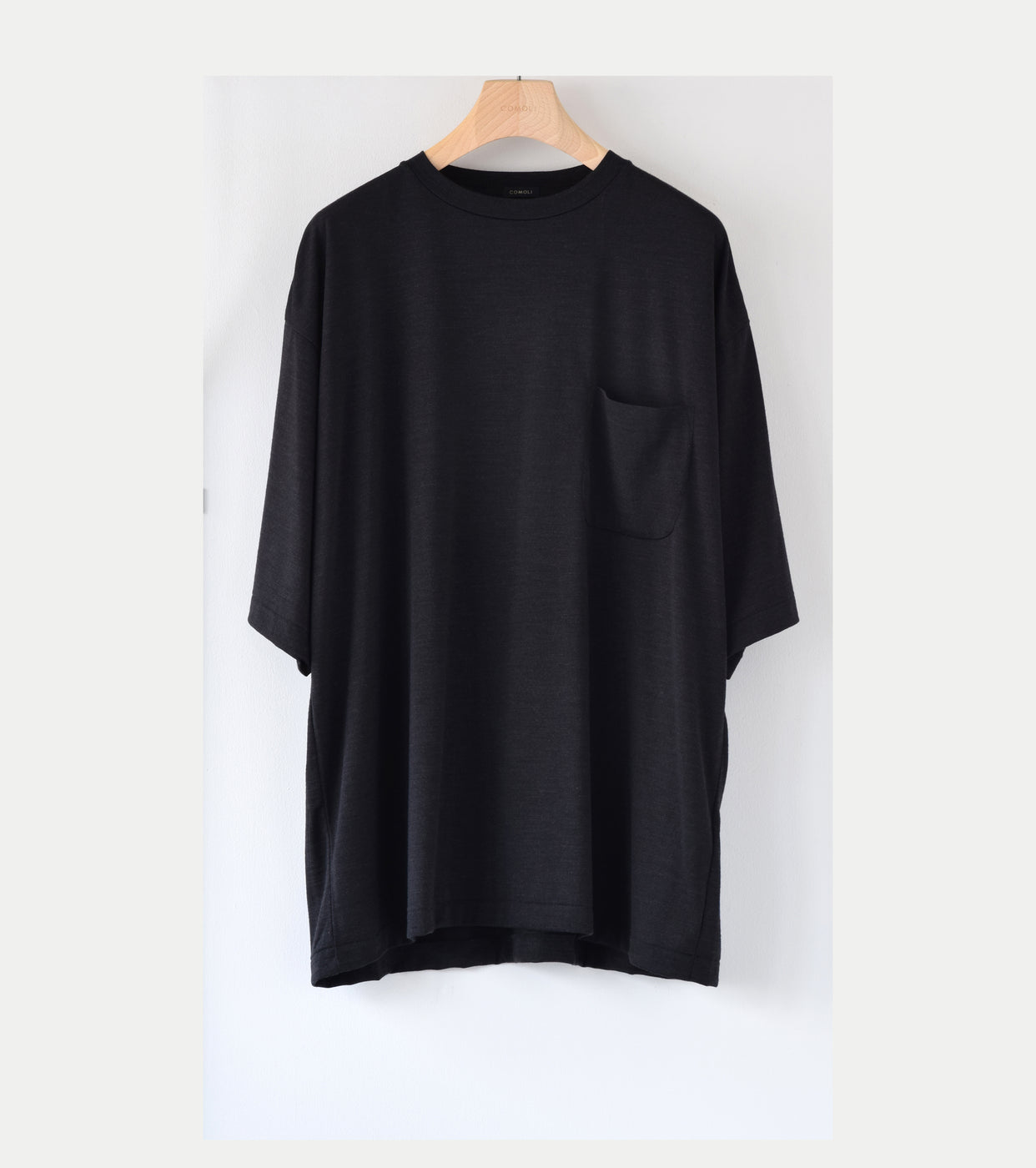 COMOLI サマーウール 半袖 Tシャツ , Charcoal