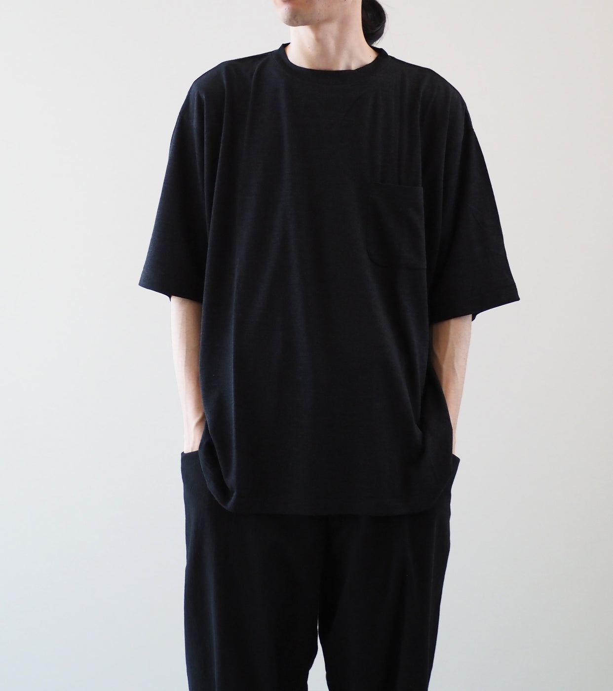 COMOLI サマーウール 半袖 Tシャツ , Charcoal