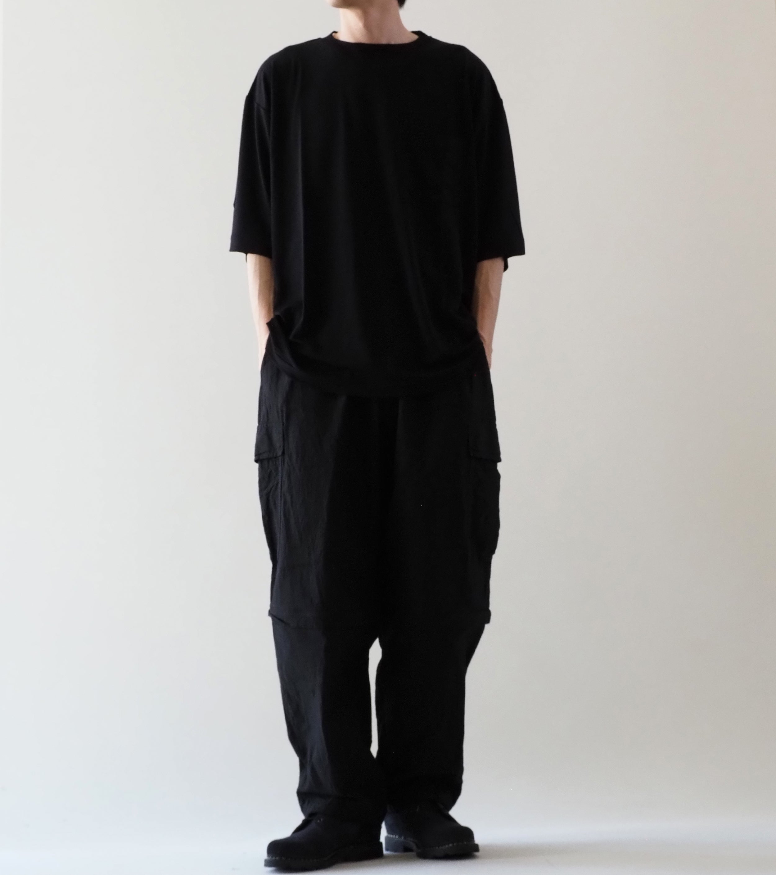COMOLI Summer Wool Short Sleeve T-Shirt , Black