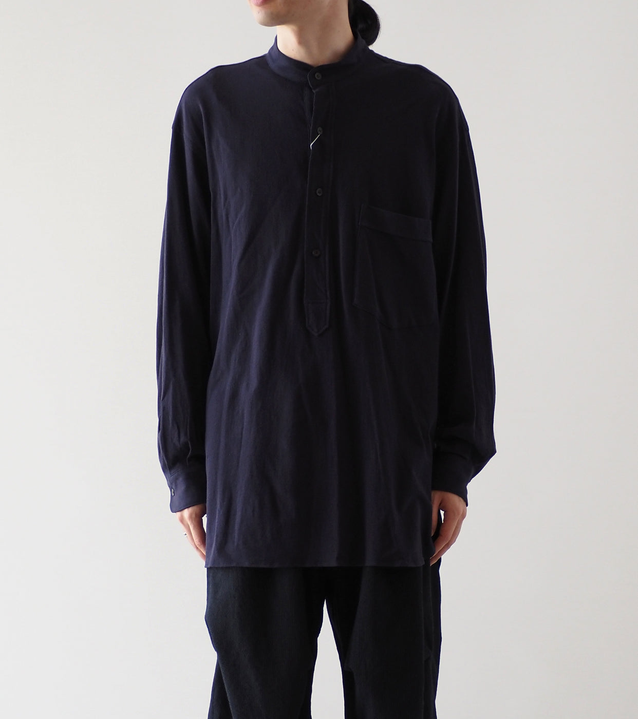 COMOLI Jersey Pullover Shirt , Navy