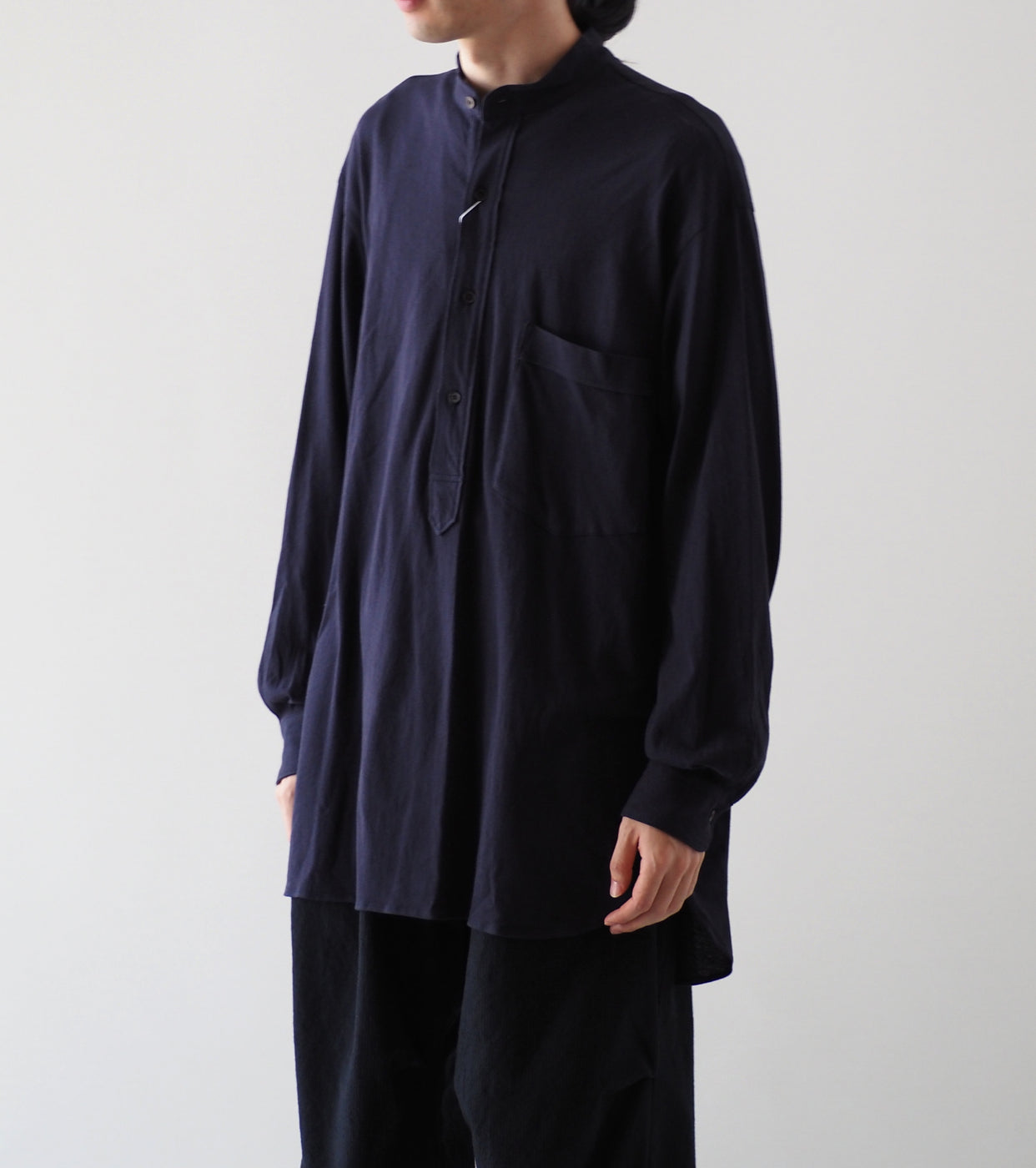 COMOLI Jersey Pullover Shirt , Navy