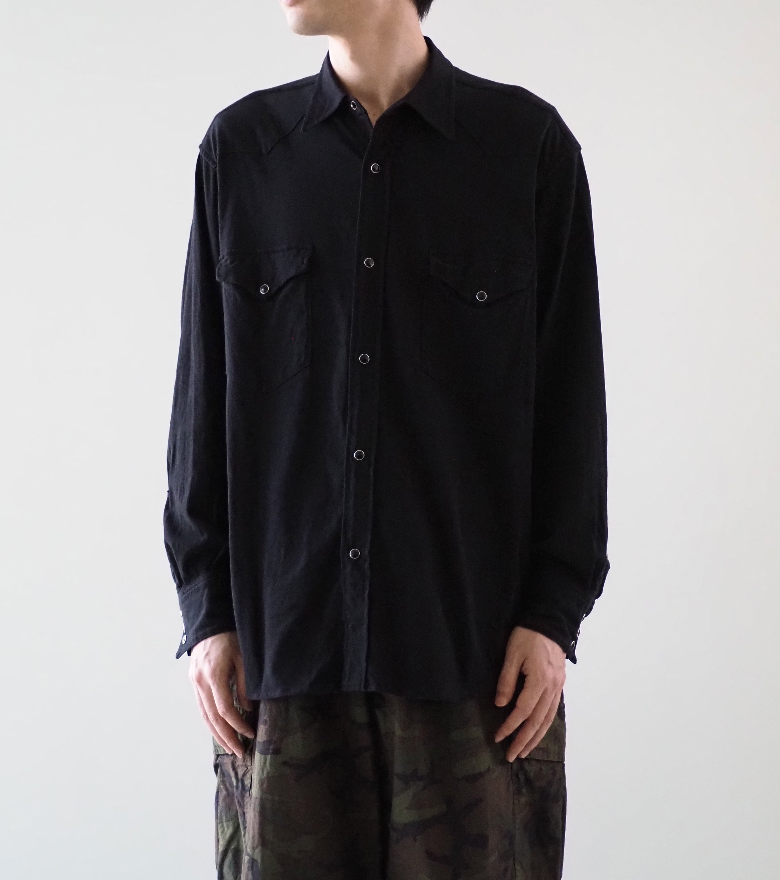 COMOLI ジャージ ウエスタン シャツ , Black