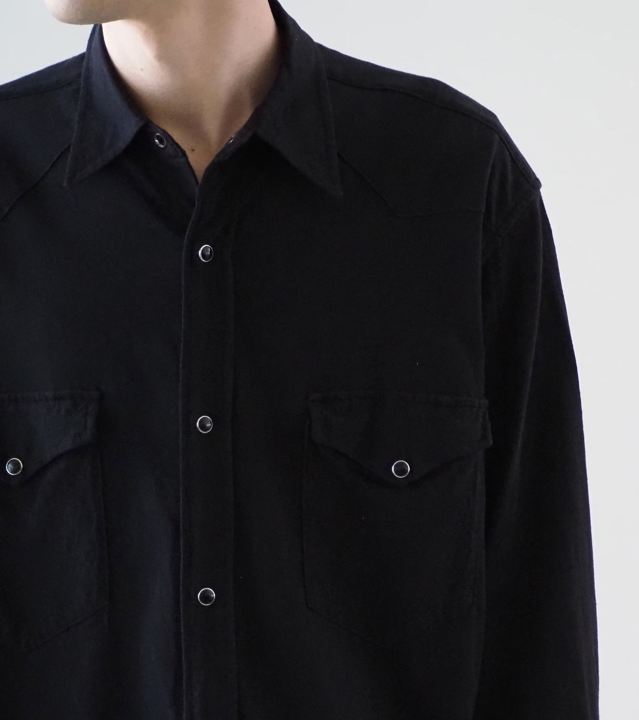 COMOLI ジャージ ウエスタン シャツ , Black