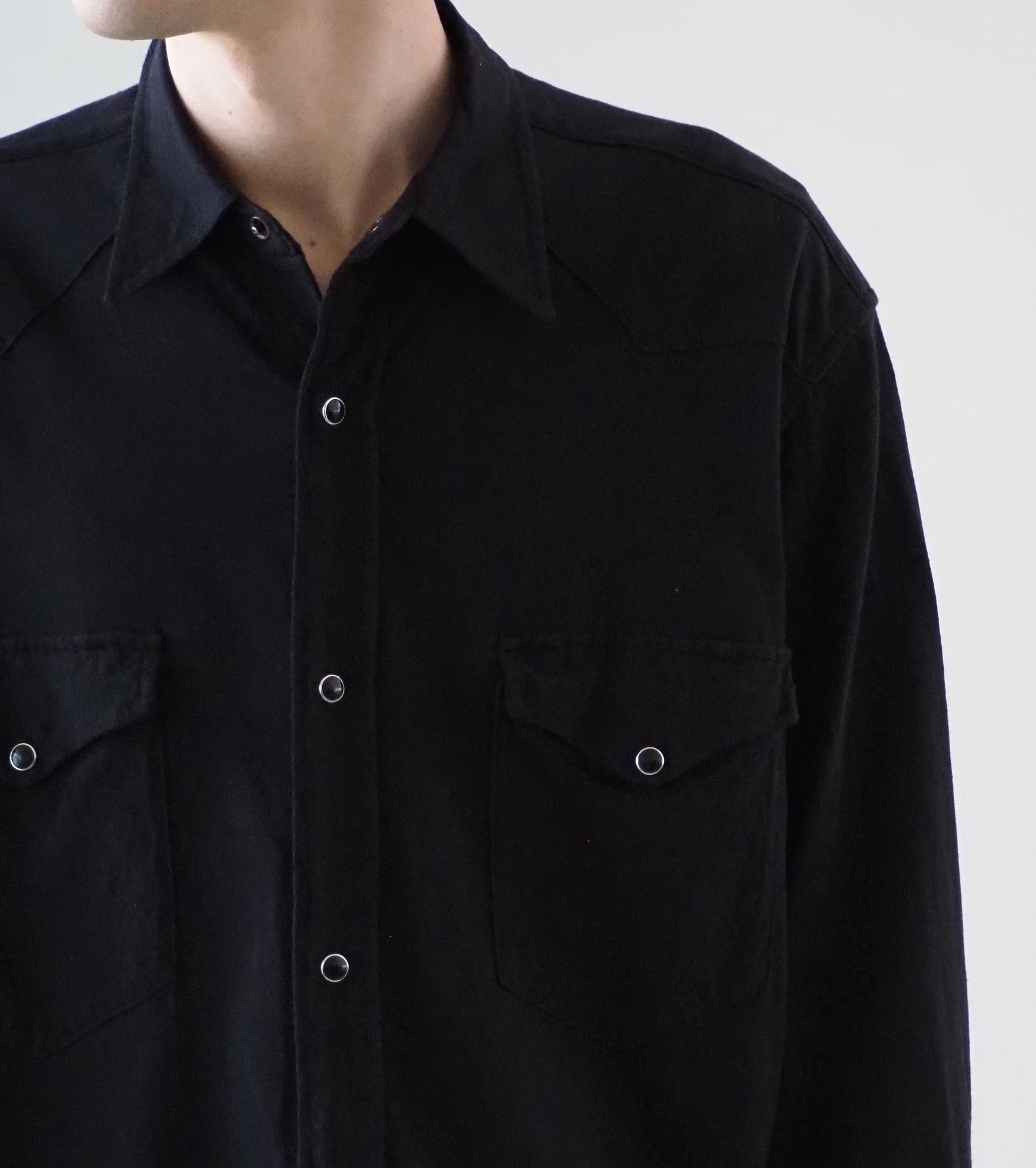 COMOLI ジャージ ウエスタン シャツ , Black