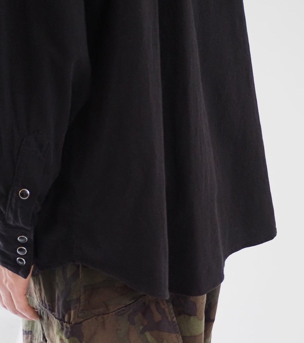 COMOLI ジャージ ウエスタン シャツ , Black