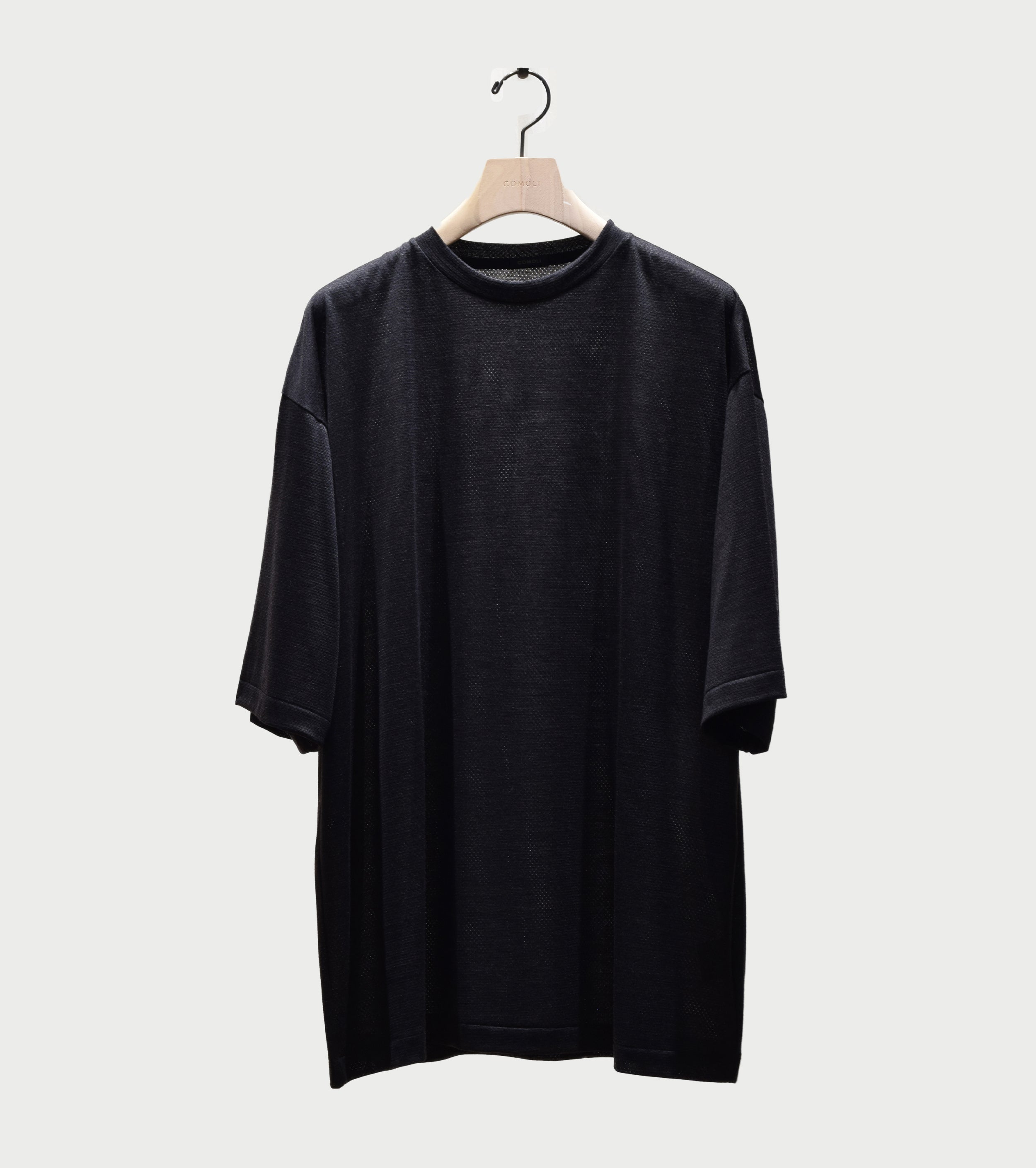 COMOLI ウール メッシュ 半袖 Tシャツ , Charcoal