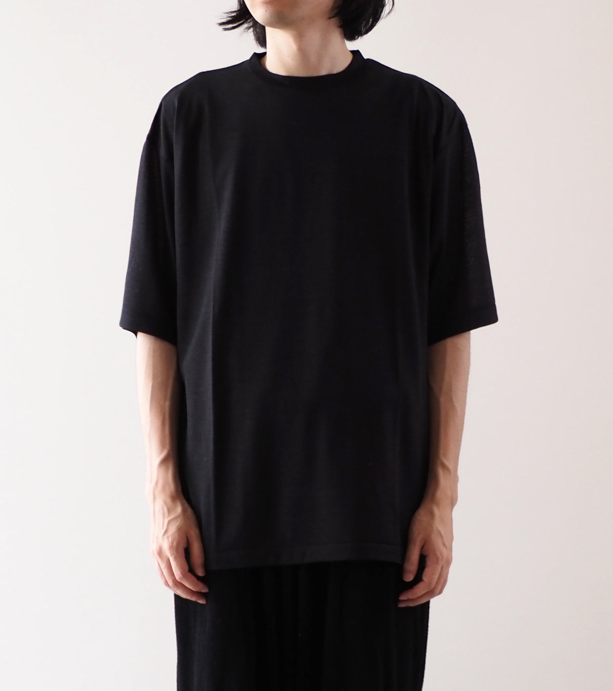COMOLI ウール メッシュ 半袖 Tシャツ , Charcoal