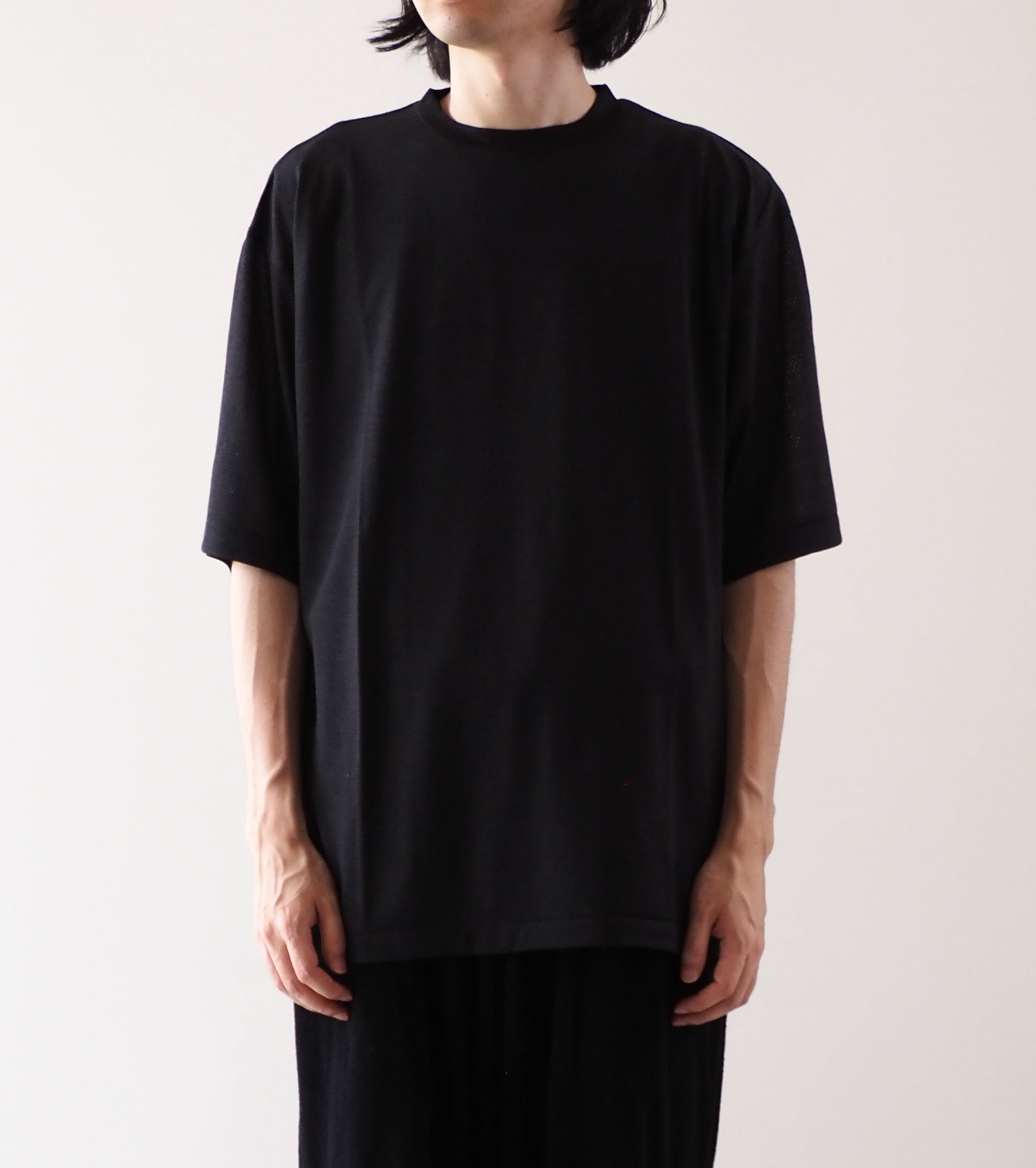 COMOLI ウール メッシュ 半袖 Tシャツ , Charcoal