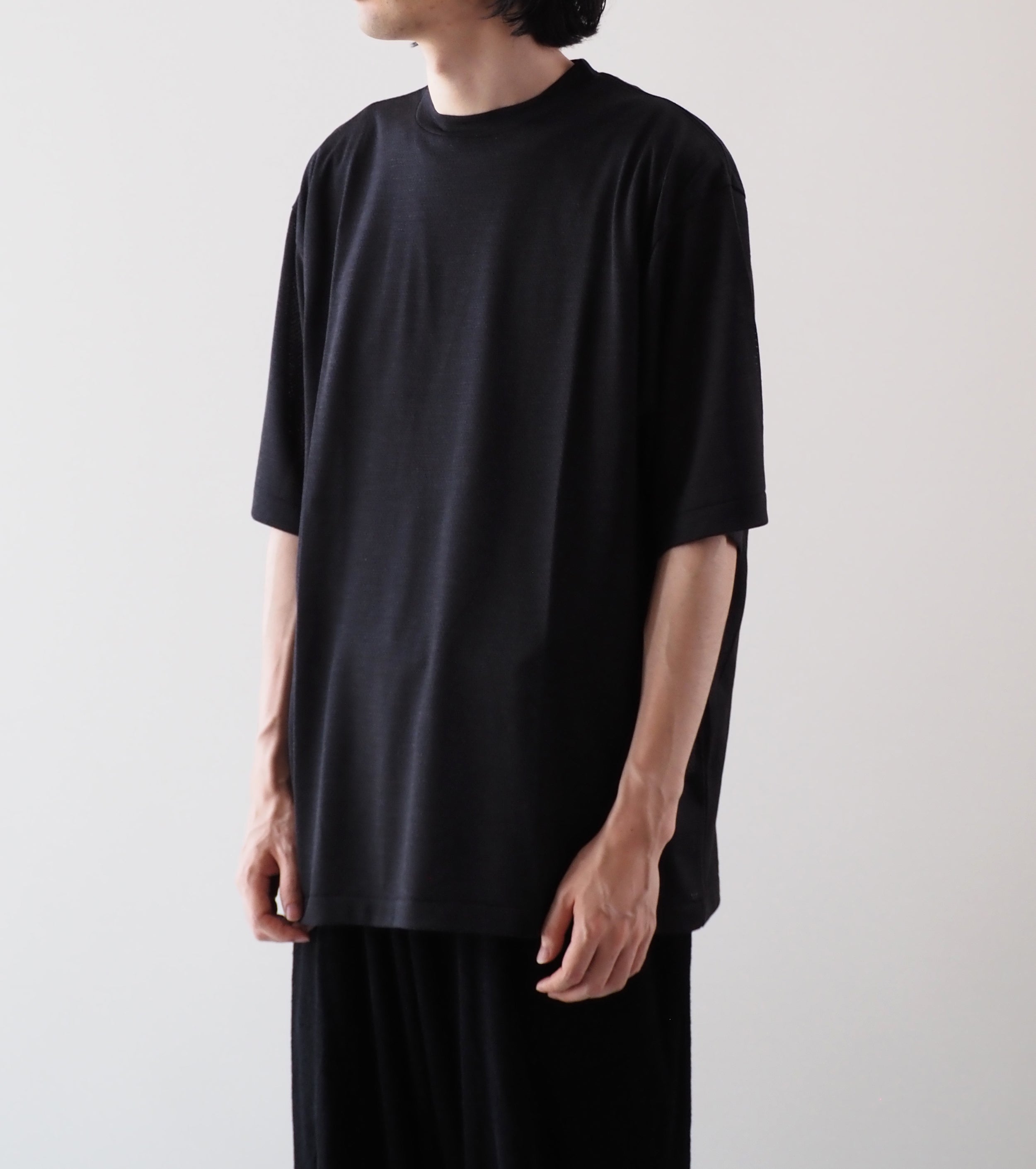 COMOLI ウール メッシュ 半袖 Tシャツ , Charcoal