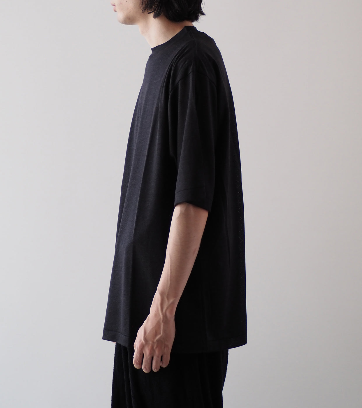 COMOLI ウール メッシュ 半袖 Tシャツ , Charcoal