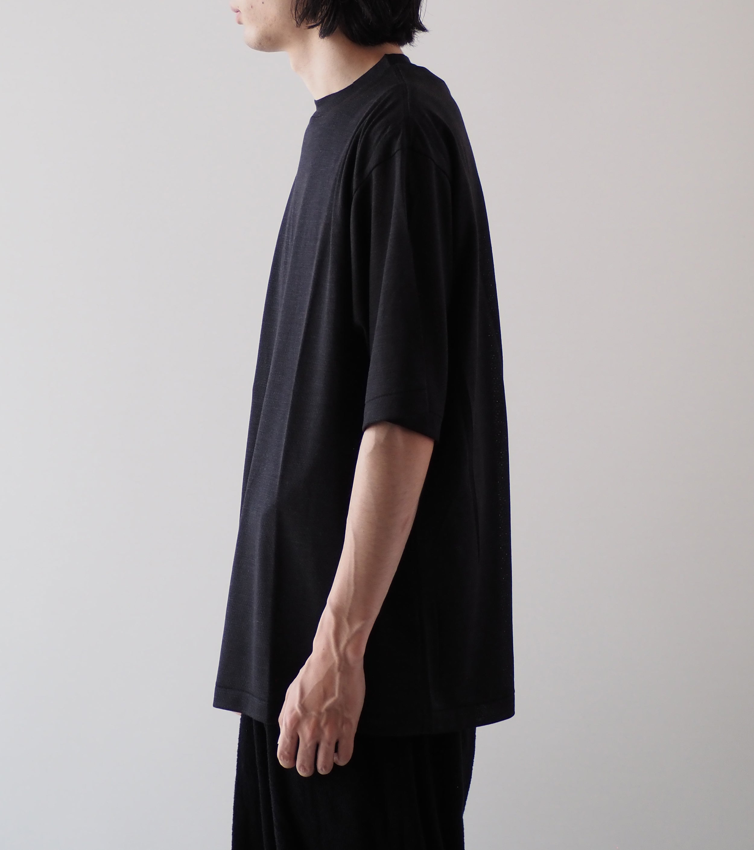 COMOLI ウール メッシュ 半袖 Tシャツ , Charcoal