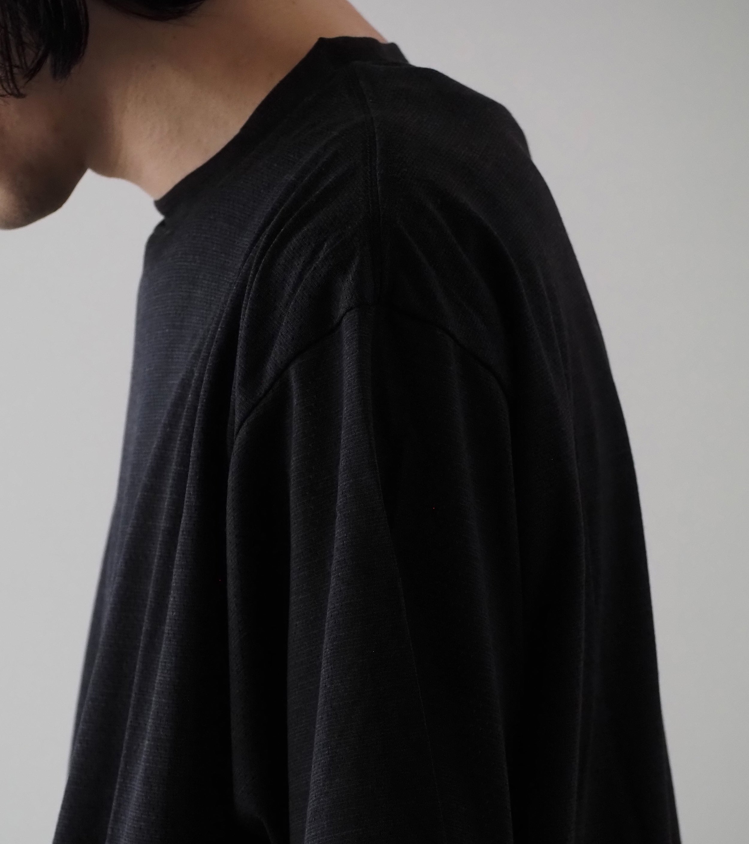 COMOLI ウール メッシュ 半袖 Tシャツ , Charcoal