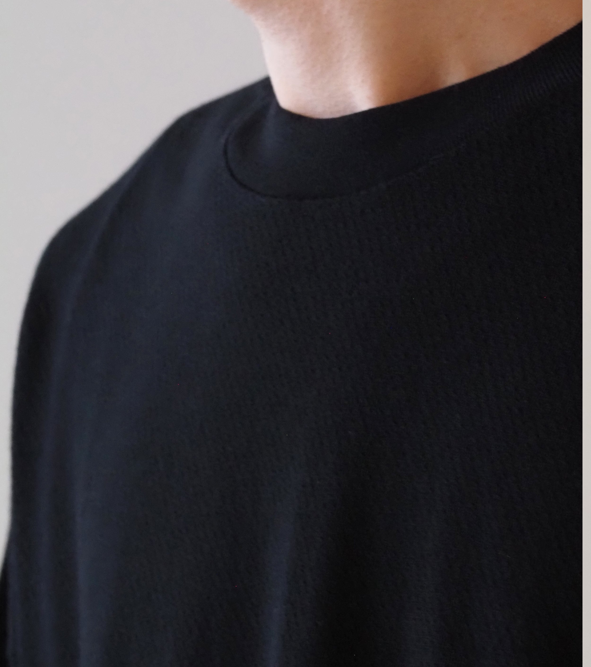 COMOLI コットン メッシュ 半袖 Tシャツ , Black