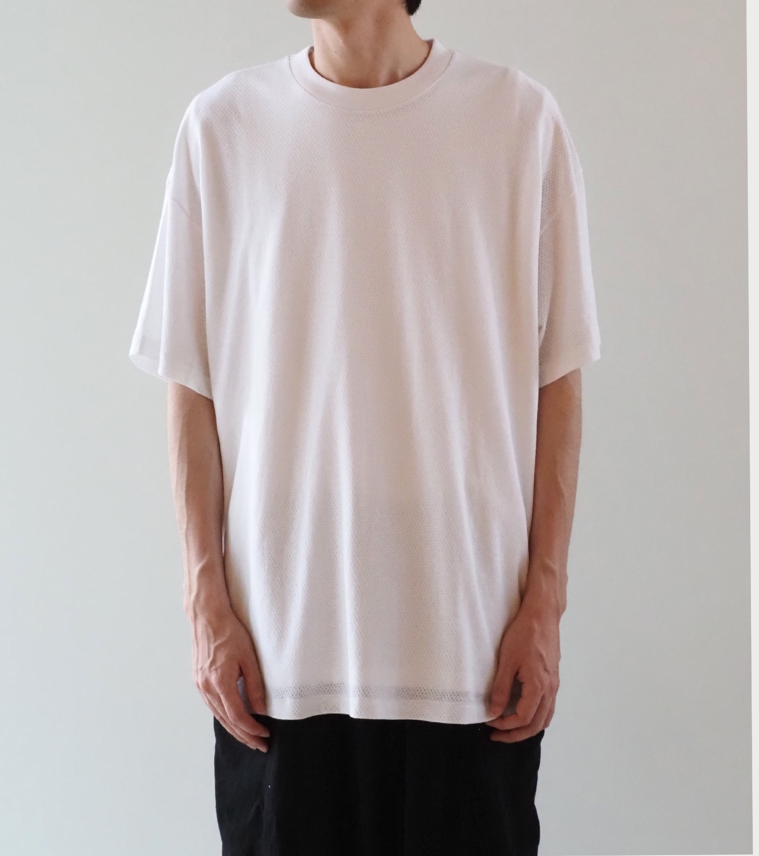 COMOLI コットン メッシュ 半袖 Tシャツ , White