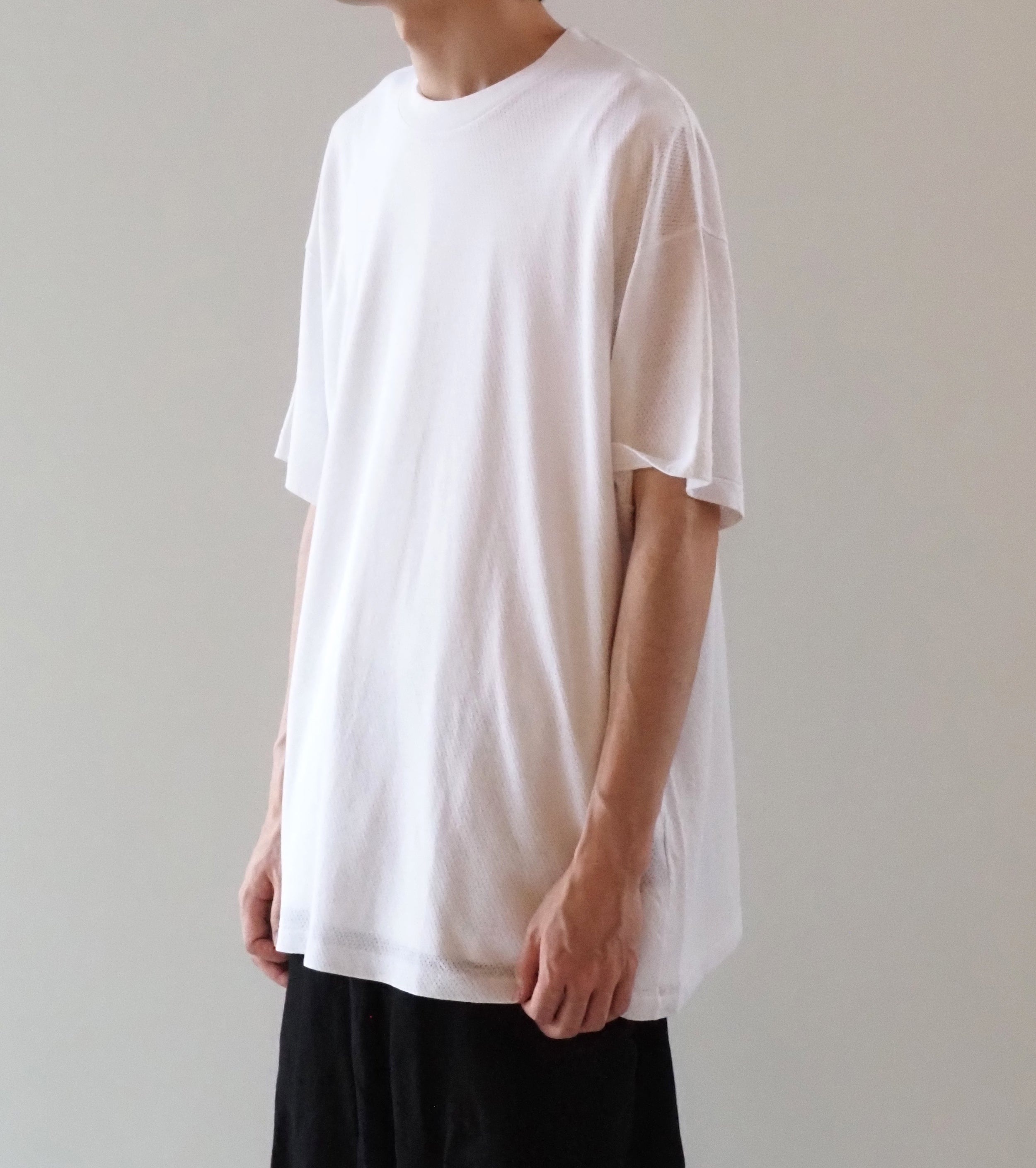 COMOLI コットン メッシュ 半袖 Tシャツ , White