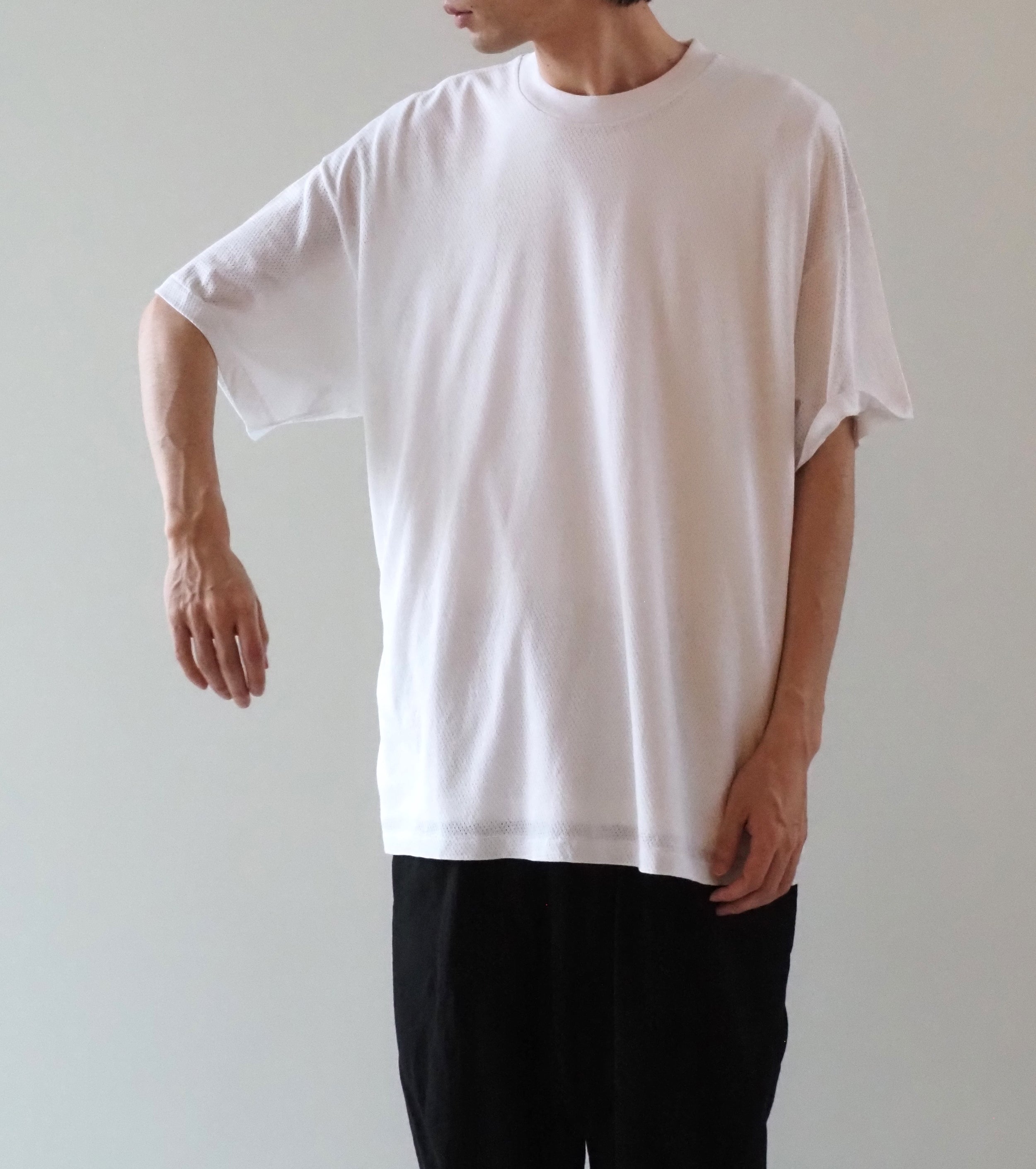 COMOLI コットン メッシュ 半袖 Tシャツ , White