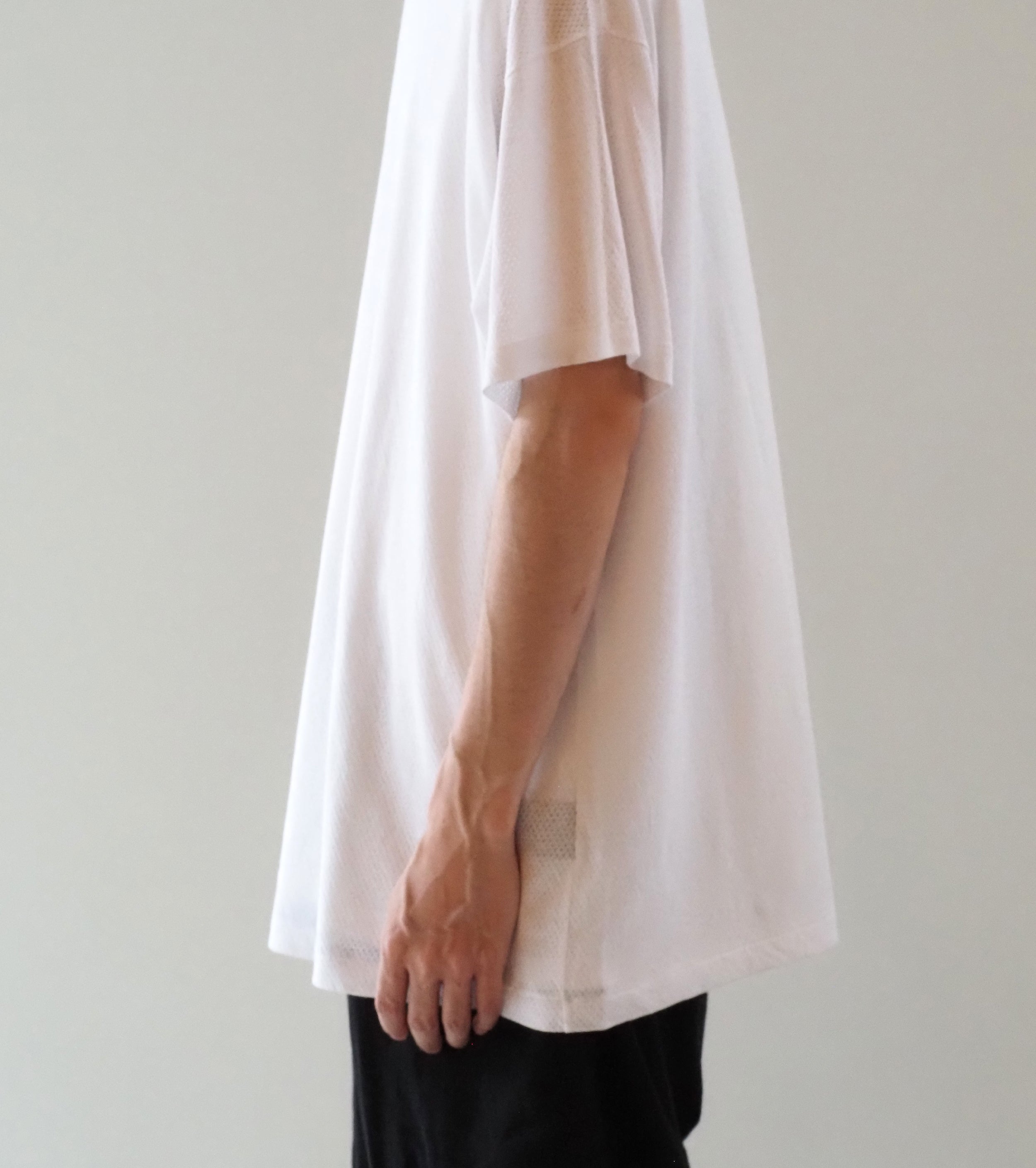 COMOLI コットン メッシュ 半袖 Tシャツ , White