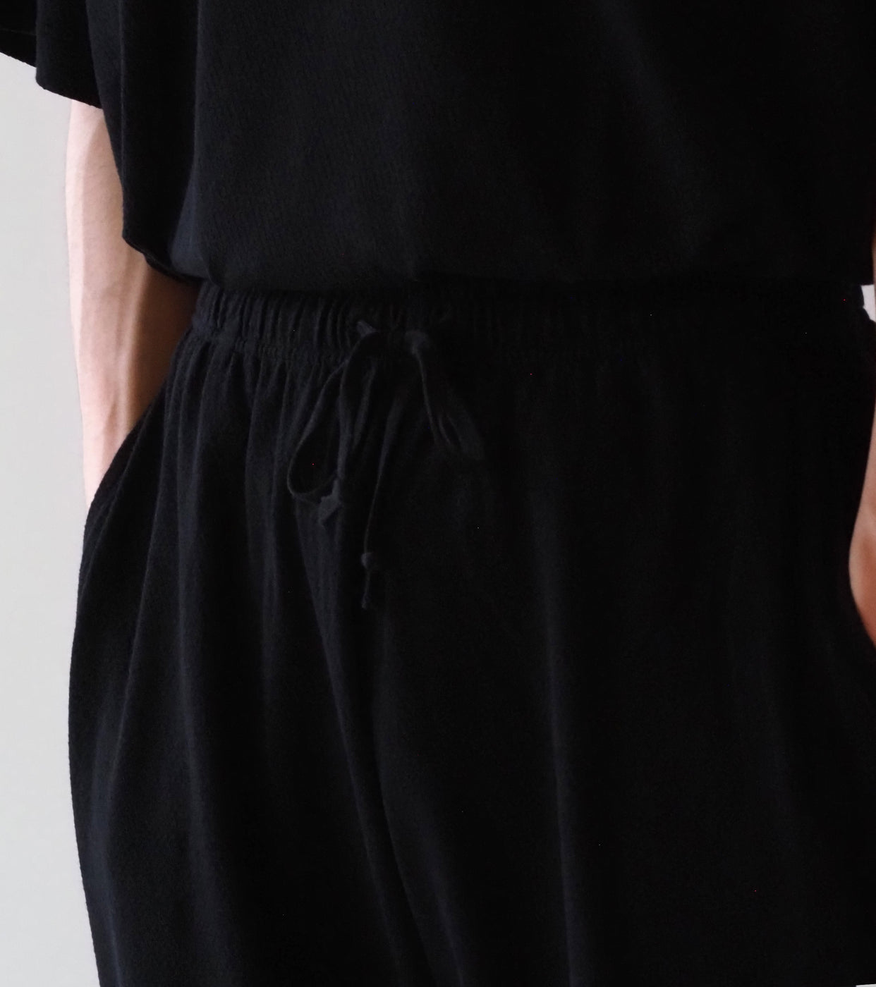 COMOLI コットン メッシュ ショーツ, Black