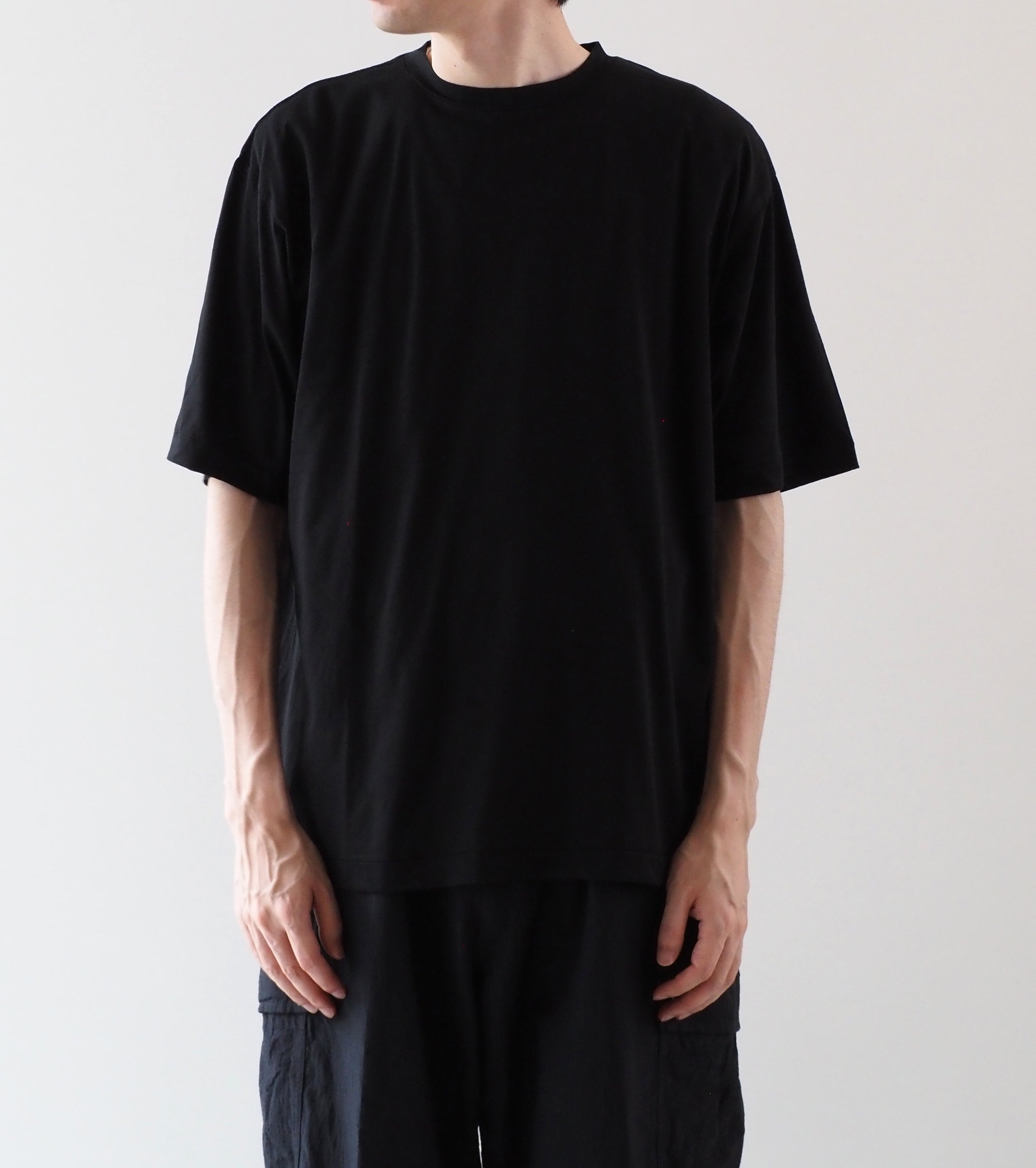 COMOLI THIN COTTON T-Shirt, Black