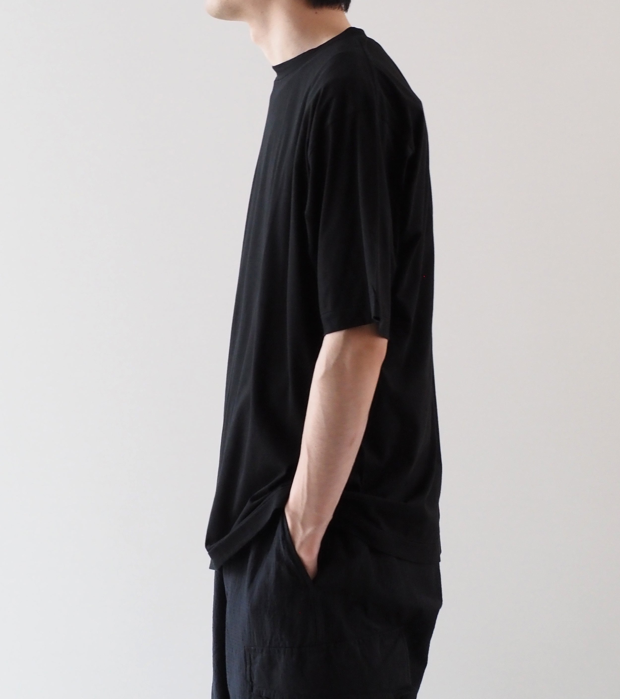 COMOLI THIN COTTON T-Shirt, Black