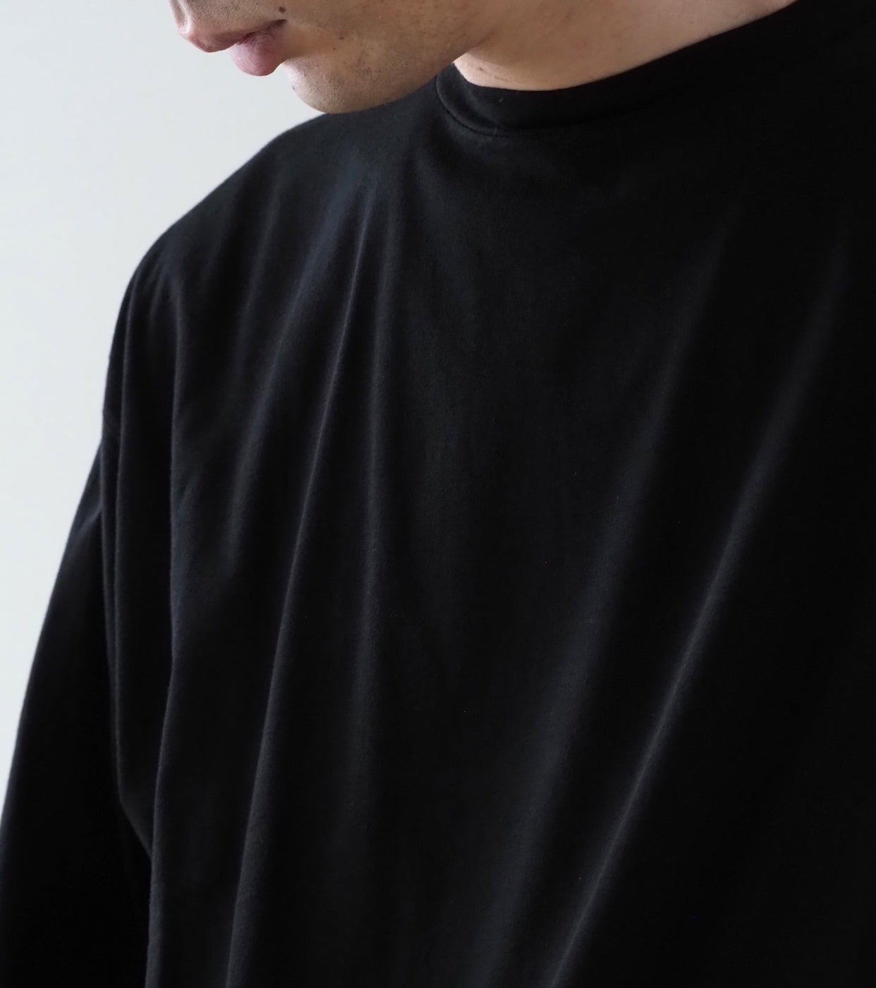 COMOLI THIN COTTON T-Shirt, Black