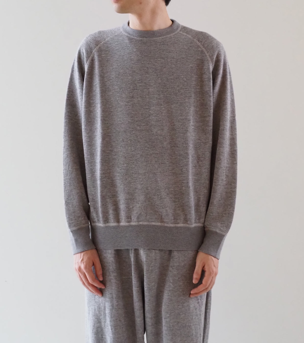 COMOLI グレー裏毛 クルーネック, Gray