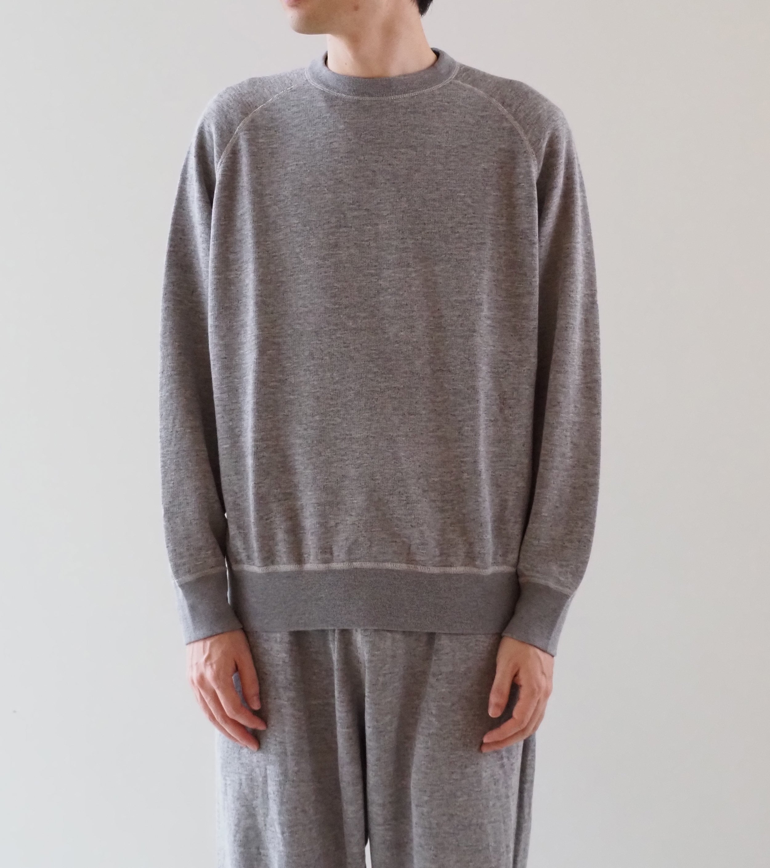 COMOLI グレー裏毛 クルーネック, Gray