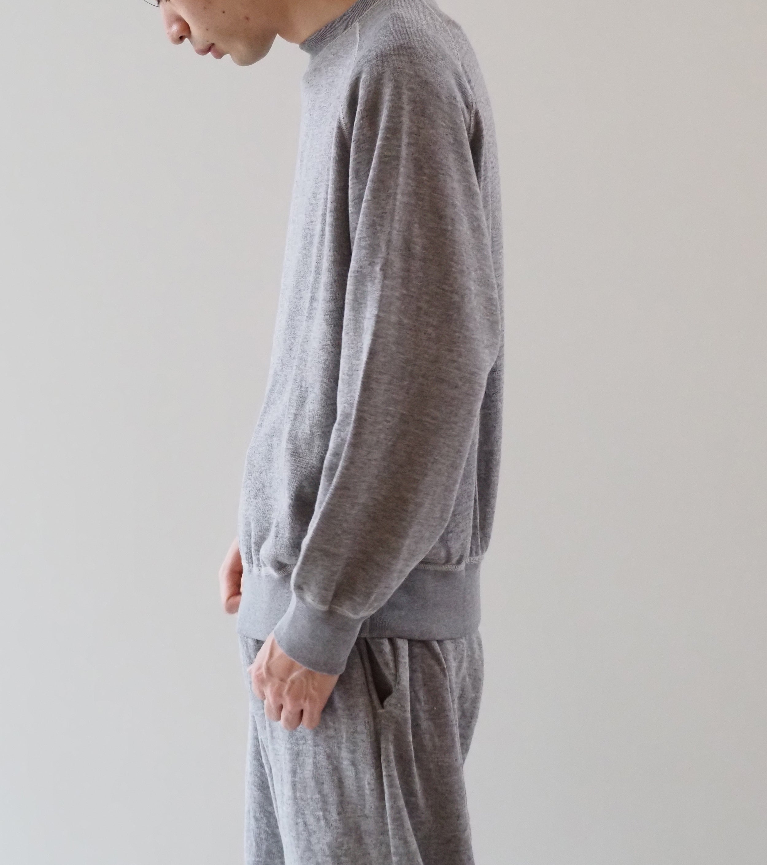 COMOLI グレー裏毛 クルーネック, Gray