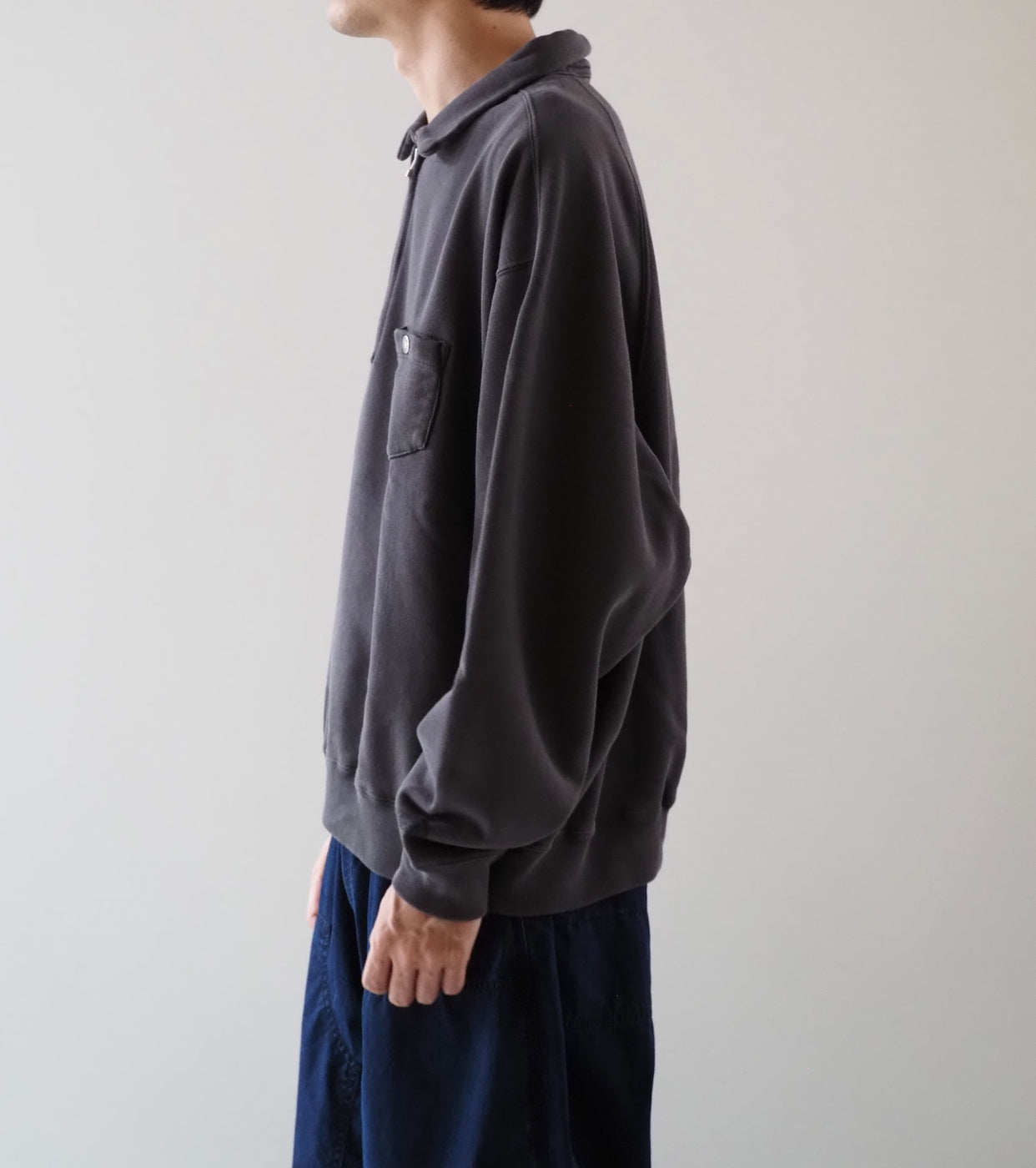 ガーメントダイ  フィールド  ハーフジップ  スウェットシャツ , Asphalt Gray